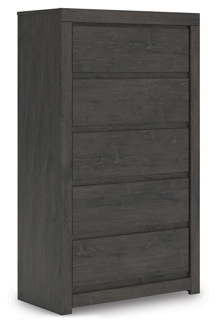 Fraluna – Five Drawer Chest – Charcoal