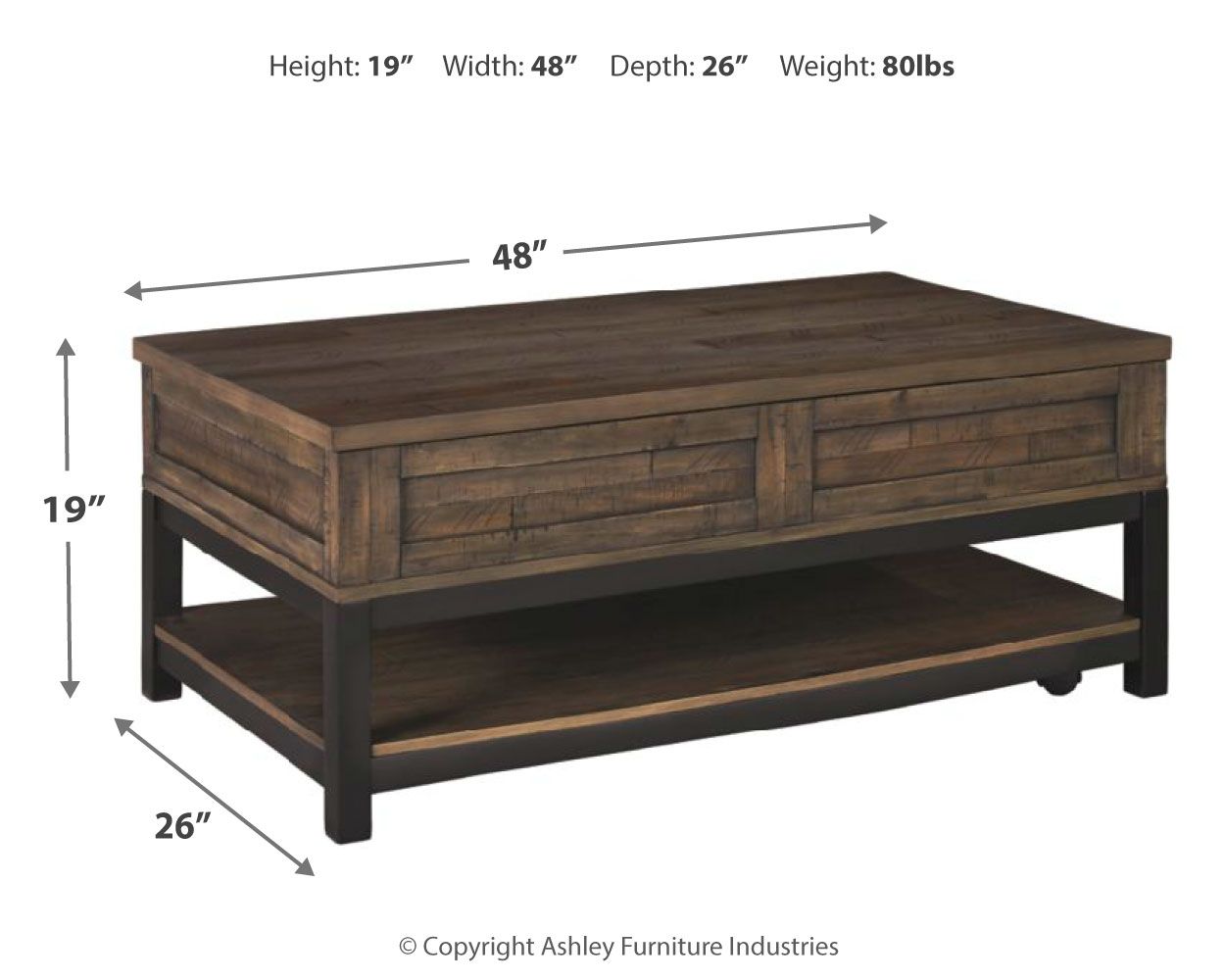 Johurst - LIFT TOP COCKTAIL TABLE - Grayish Brown - Image 3
