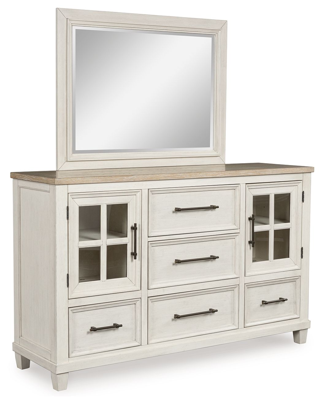 Shaybrock – Dresser And Mirror – Antique White / Brown