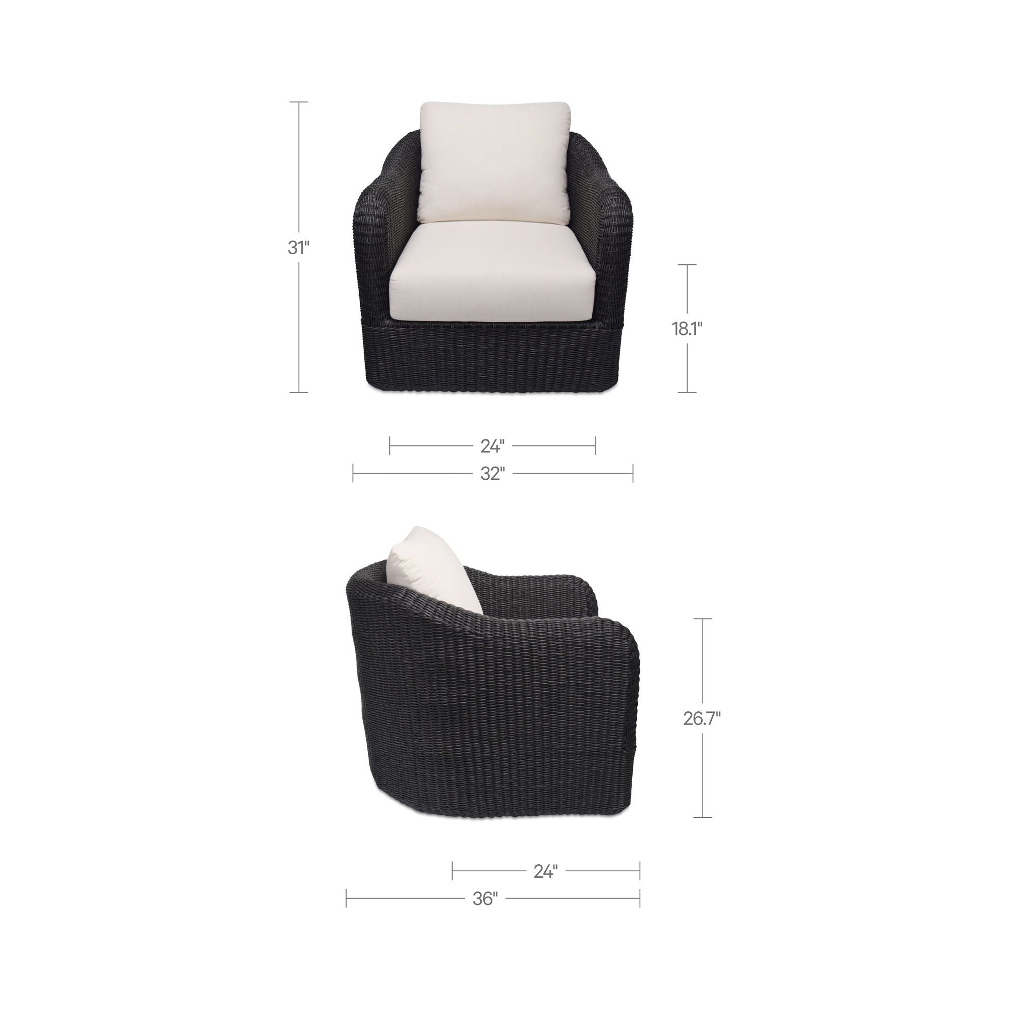Bodhi - Outdoor Swivel Accent Chair - Charcoal / Gray - Image 2