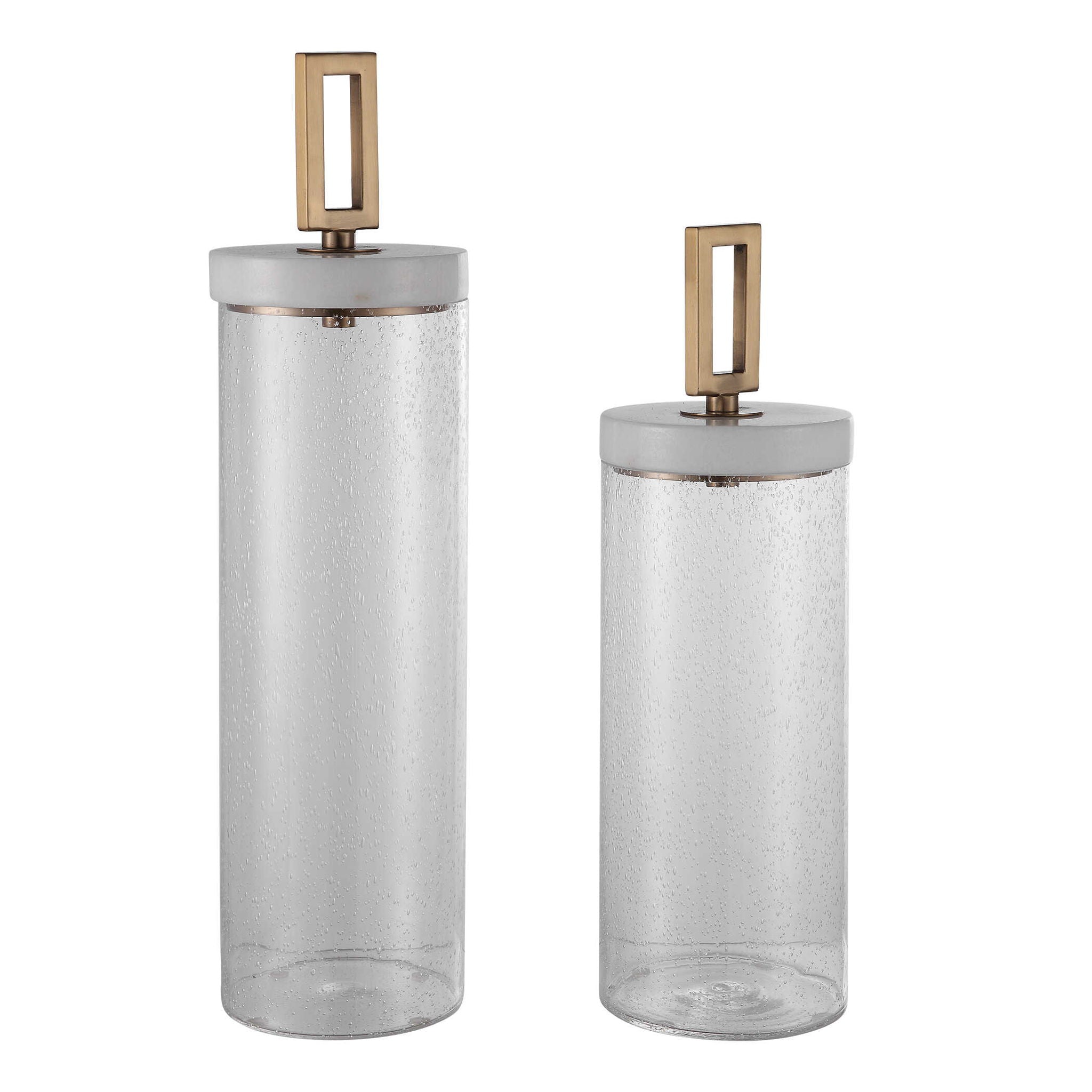 Hayworth – Seeded Glass Containers (Set of 2) – White