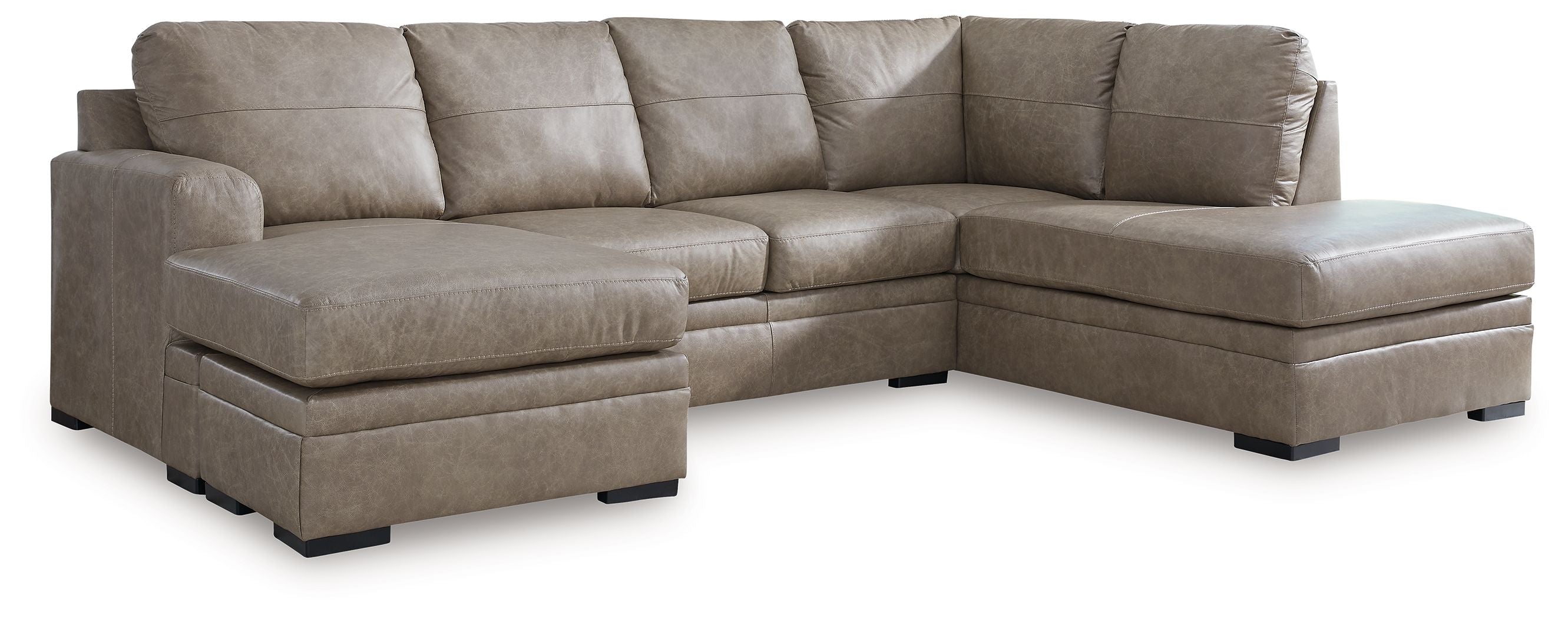 Amuleto – 2-Piece Sectional With Raf Corner Chaise – Leather Match – Desert