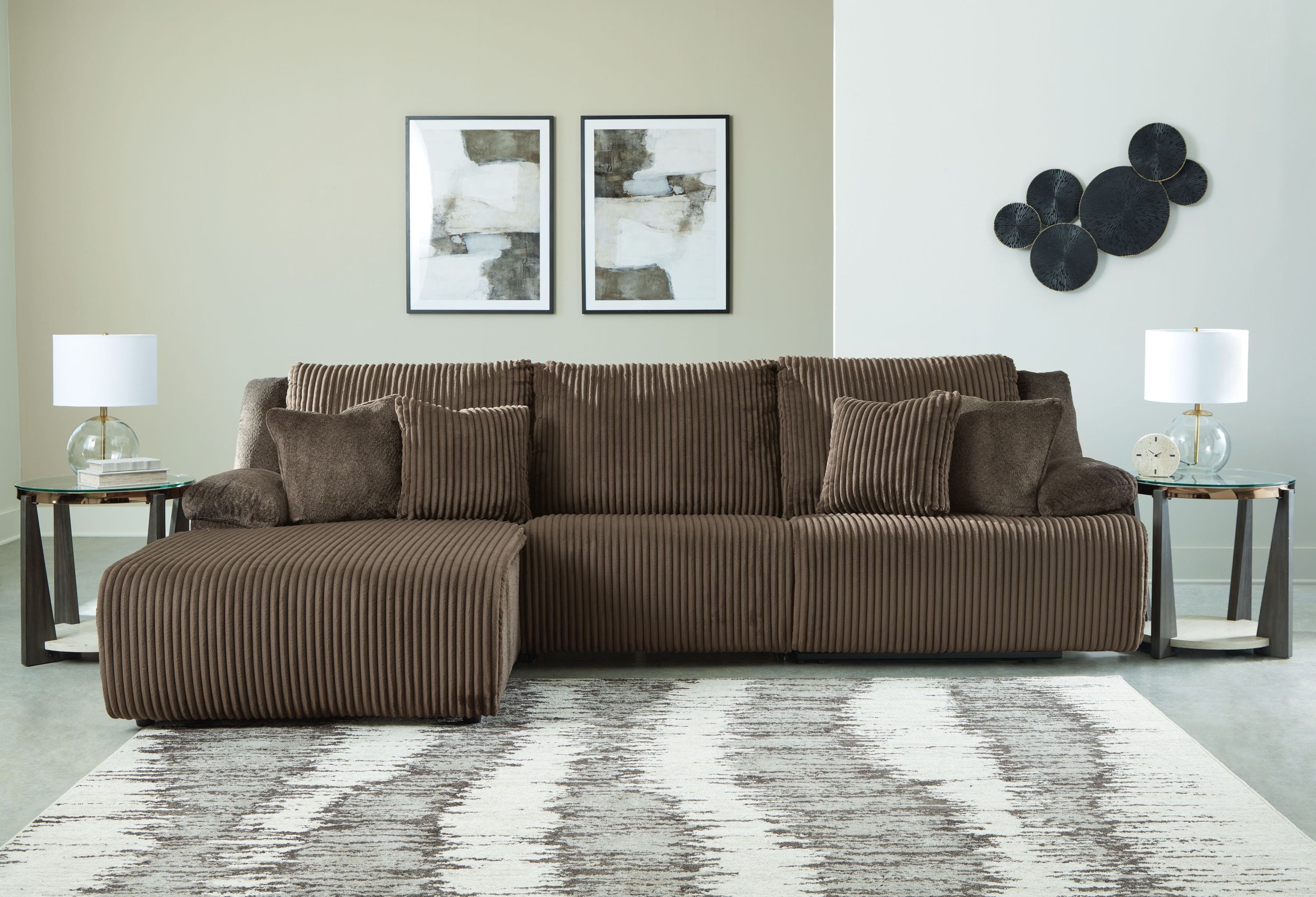 Top Tier - 3-Piece Sectional Reclining Sofa With Left-Arm Facing Press Back Chaise - Chocolate - Image 3