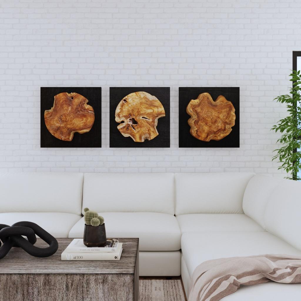 Kolini - Teak Wood Wall Decor (Set of 3) - Image 3