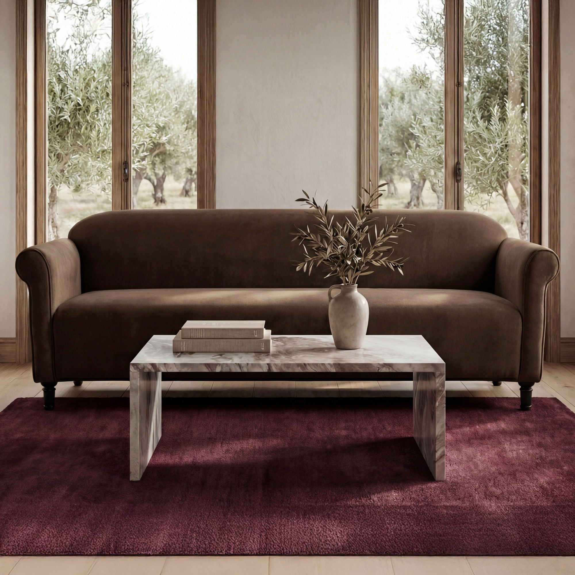 Harmony - Sofa Faux Mohair - Dark Brown - Image 1