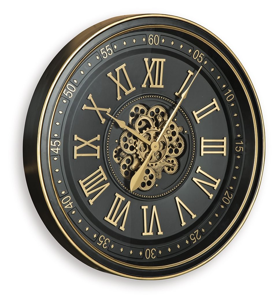 Dairton - Wall Clock - Black / Gold Finish - Image 3