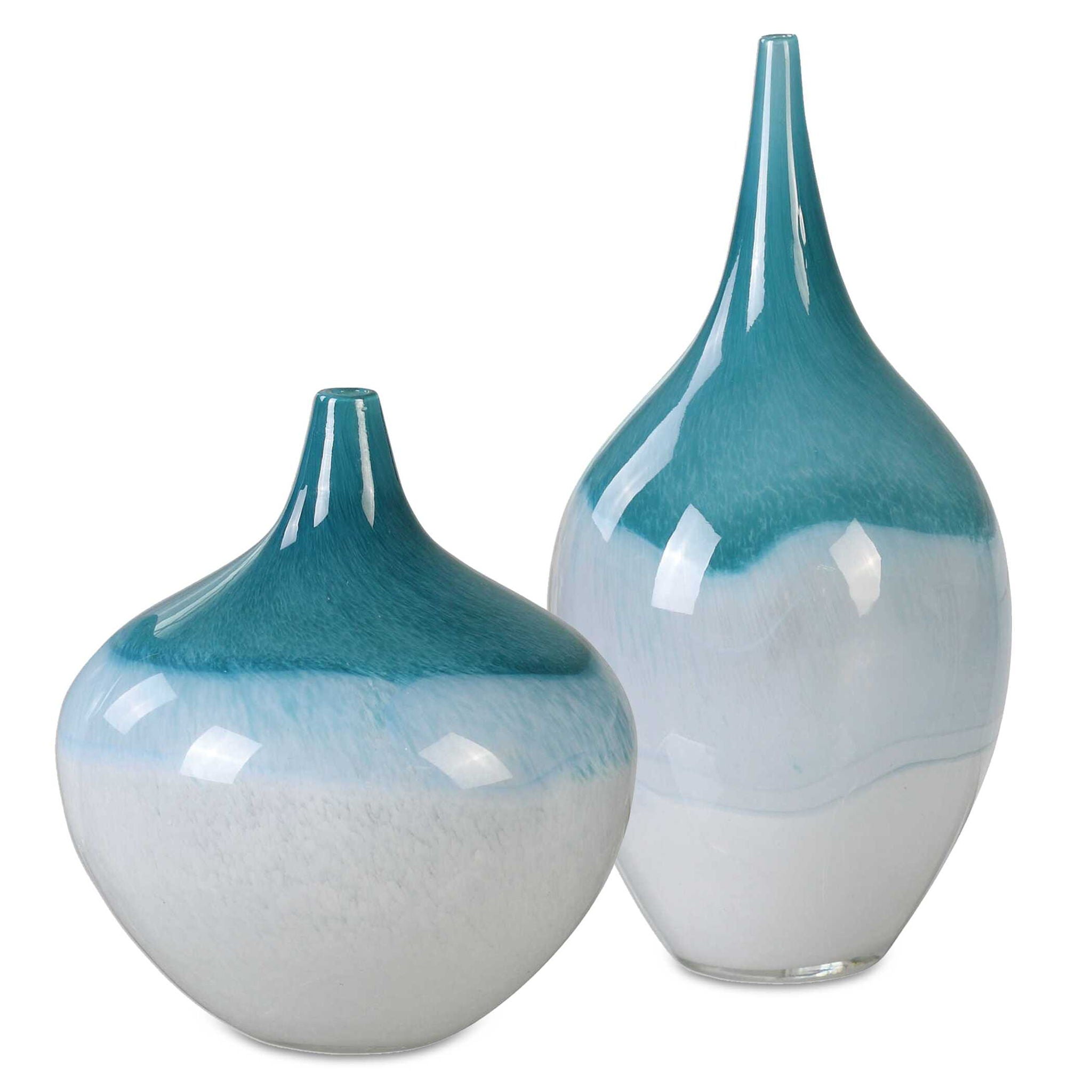 Carla - Vases (Set of 2) - White & Teal - Image 1