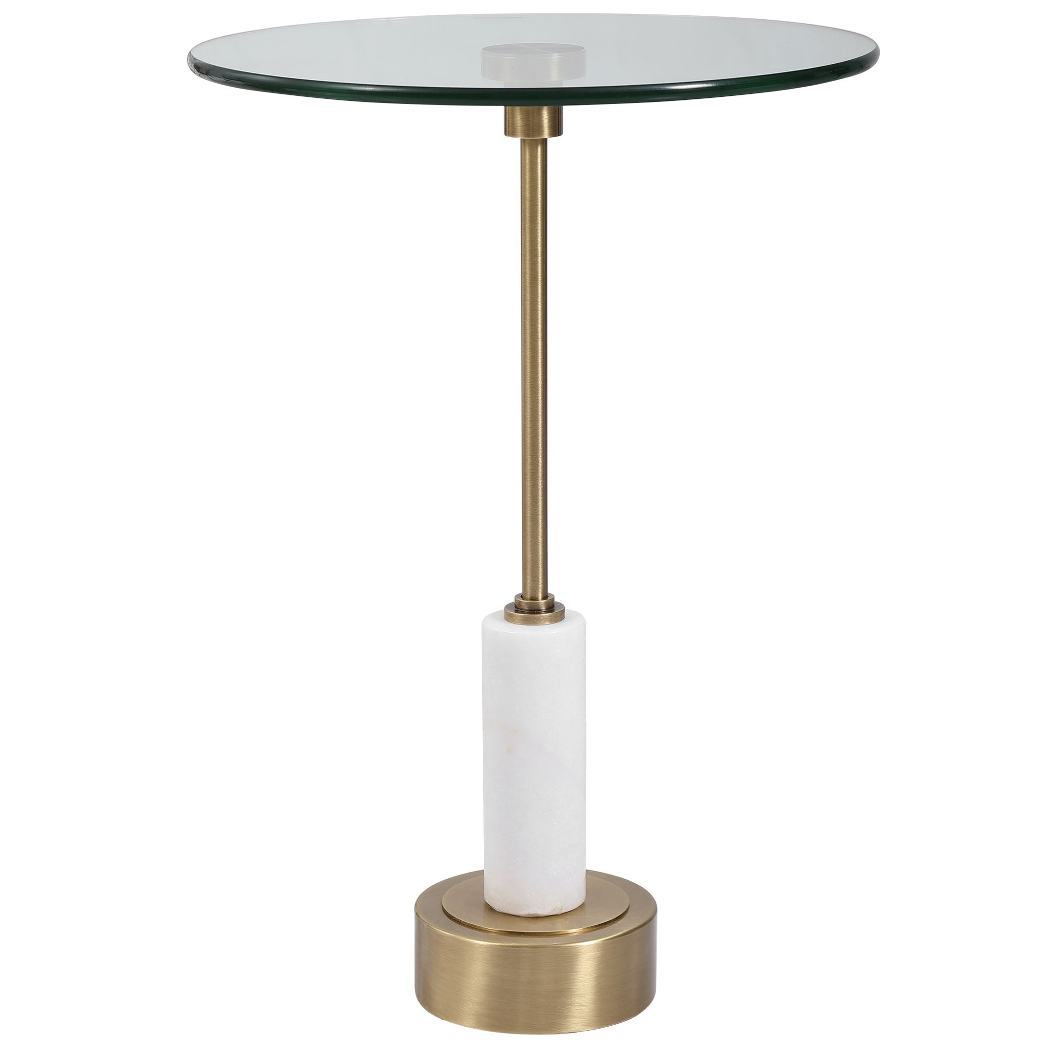 Portsmouth – Round Accent Table – Gold & White
