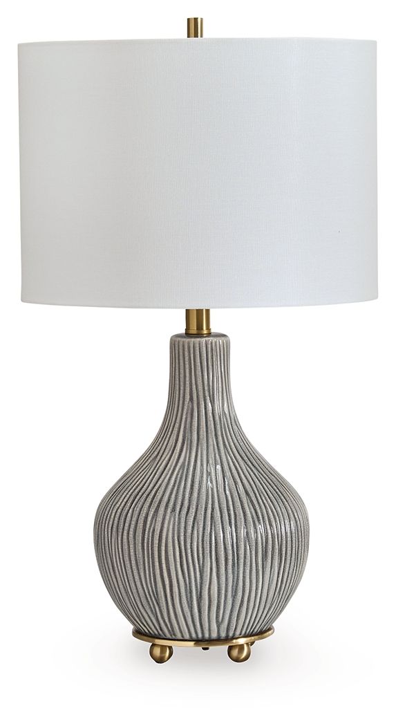 Judlen - Ceramic Table Lamp - Gray / Gold Finish - Image 1