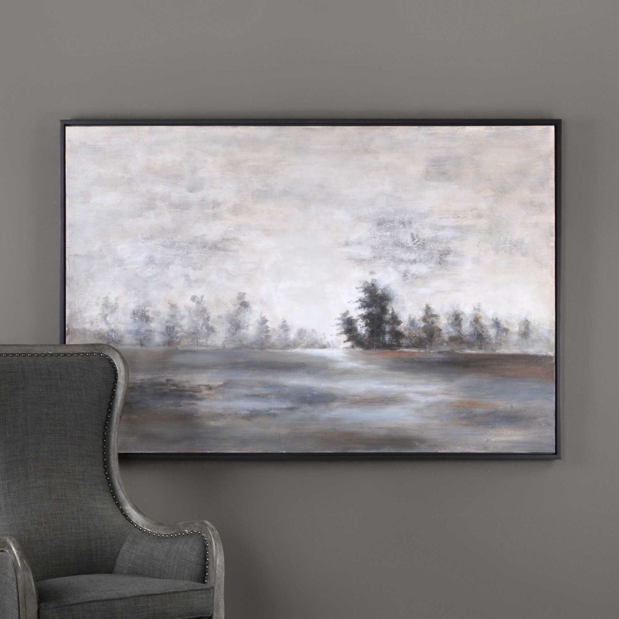 Evening Mist - Landscape Art - Black - Image 2