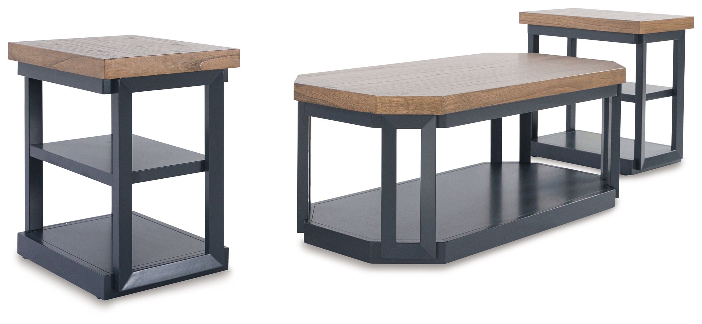 Landocken - Occasional Table Set (Set of 3) - Brown / Blue - Image 1