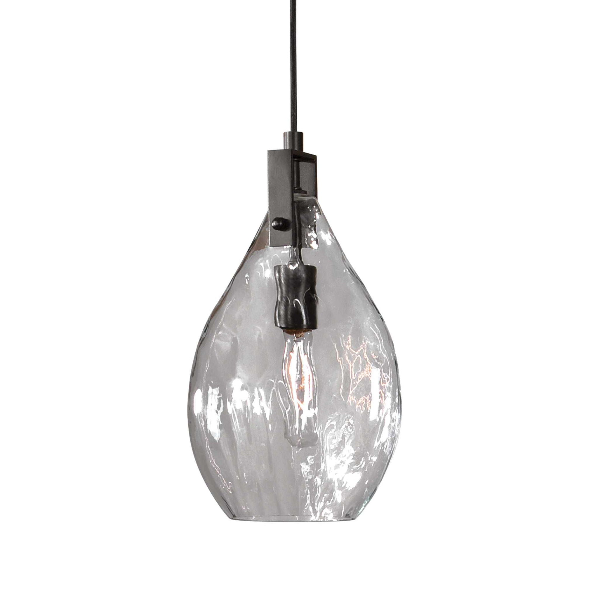 Campester – 1 Light Watered Glass Mini Pendant – Pearl Silver