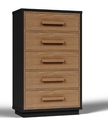 Kozmour – Five Drawer Chest – Black / Brown
