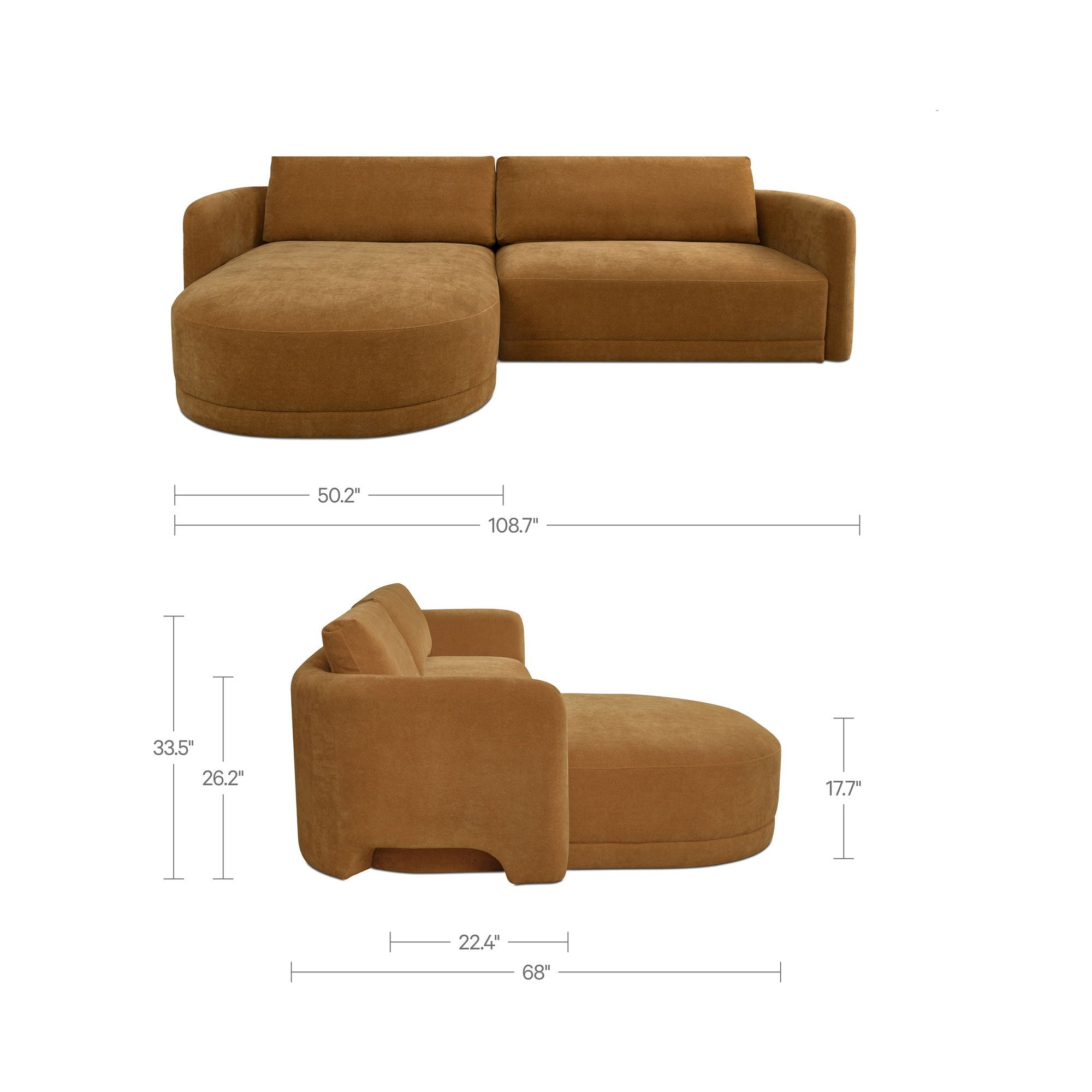 Emmy - Sectional Left - Ginger / Brown - Image 2