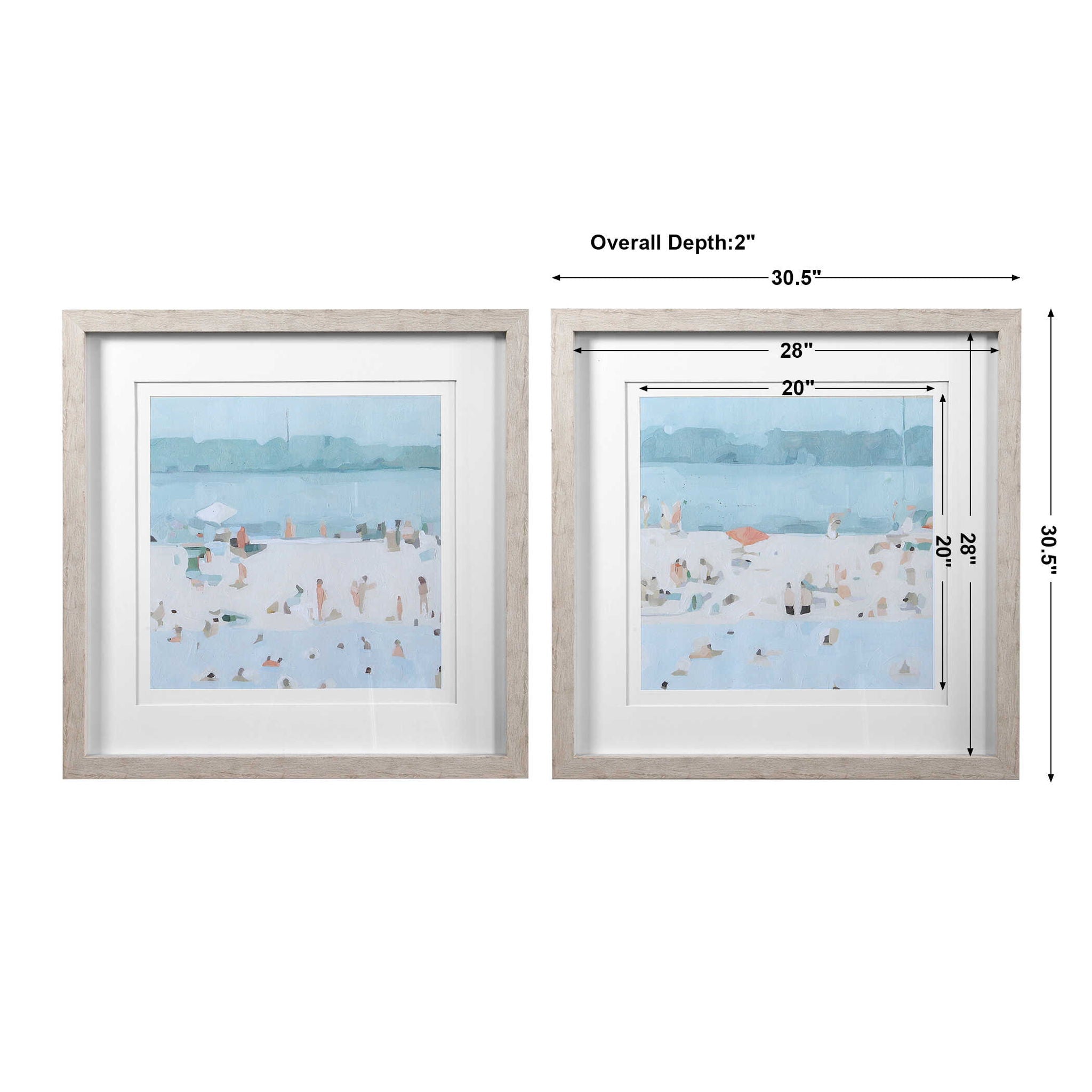 Sea Glass Sandbar - Framed Prints (Set of 2) - Light Blue - Image 3