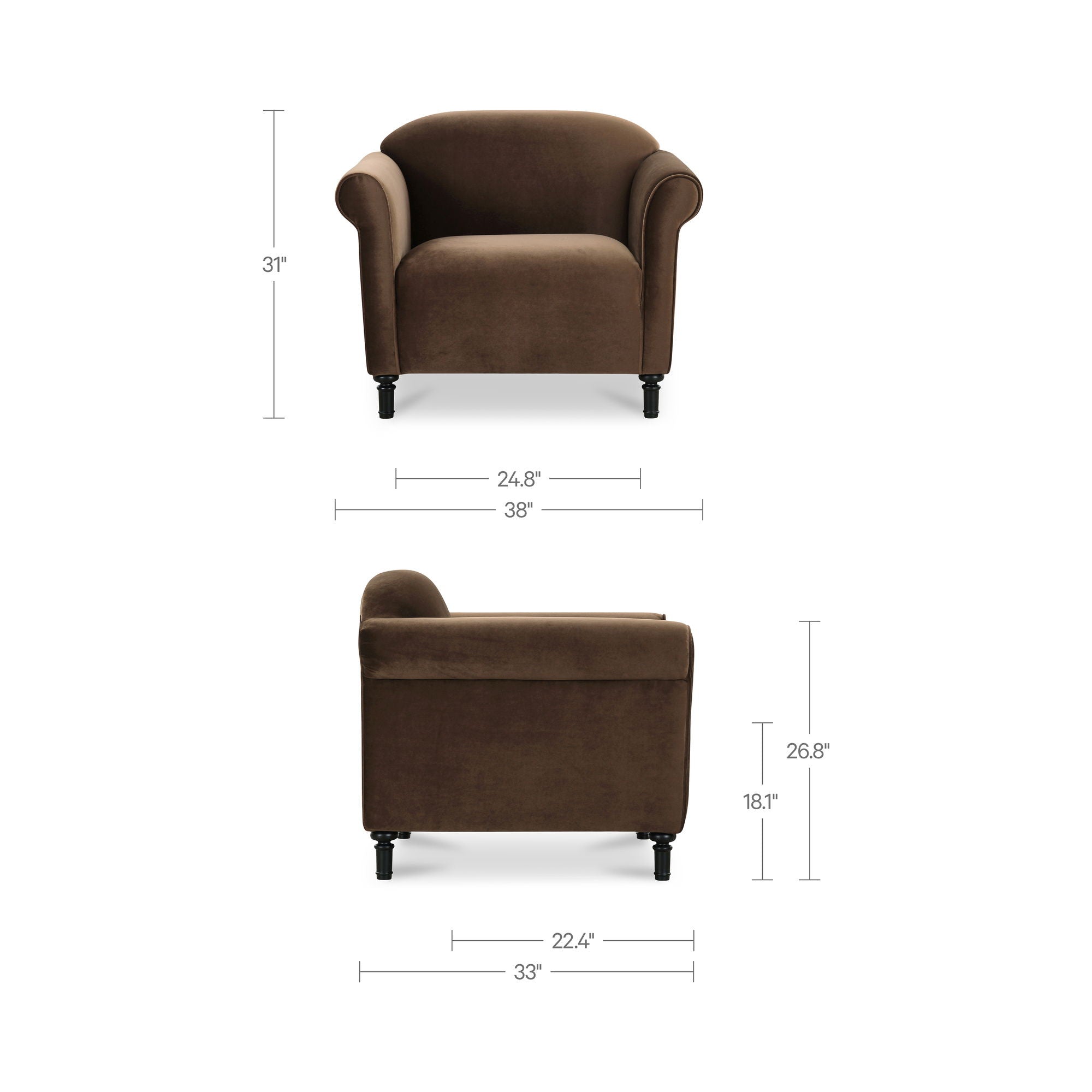 Harmony - Fabric Accent Chair - Dark Brown - Image 3