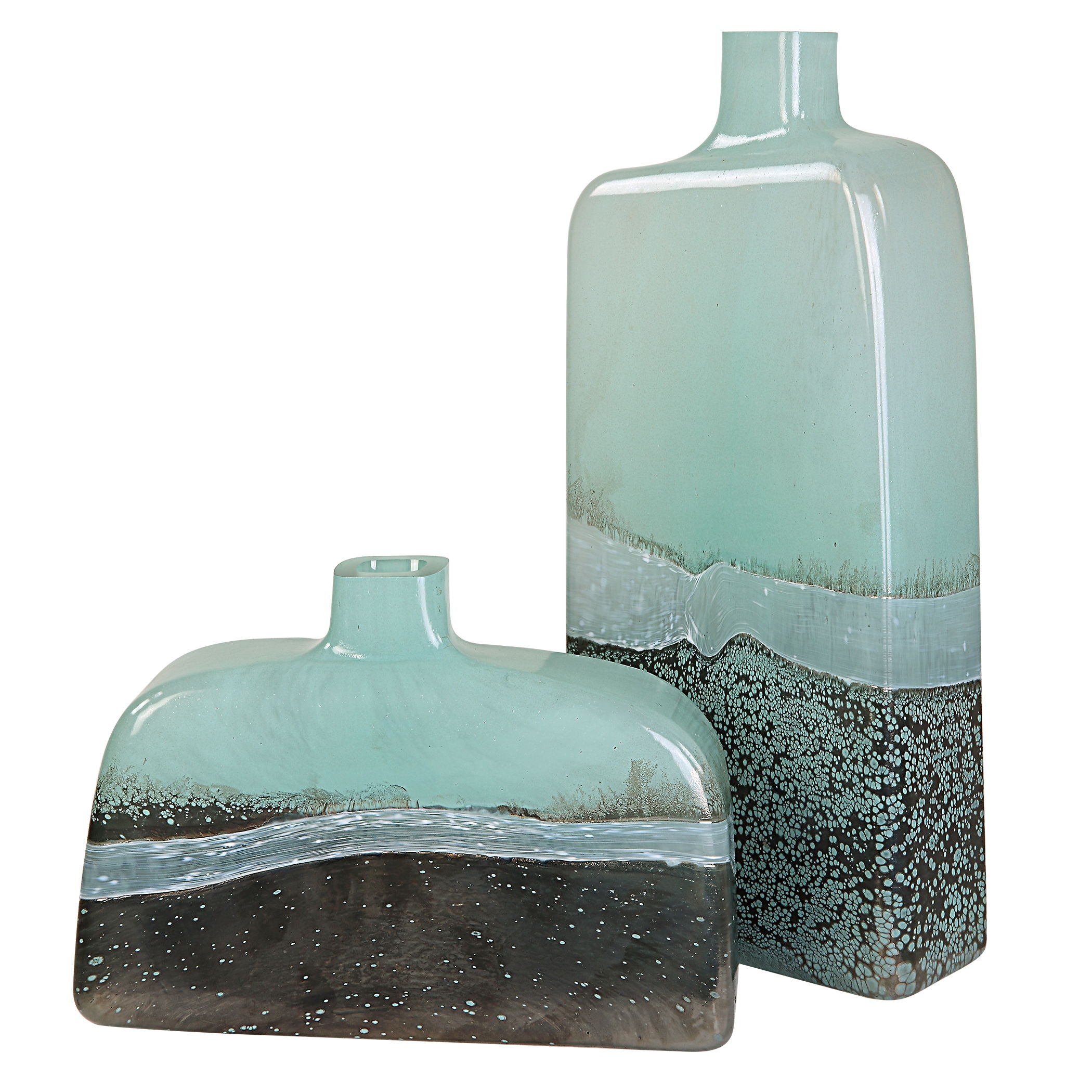 Fuze - Vases (Set of 2) - Aqua & Bronze - Image 1