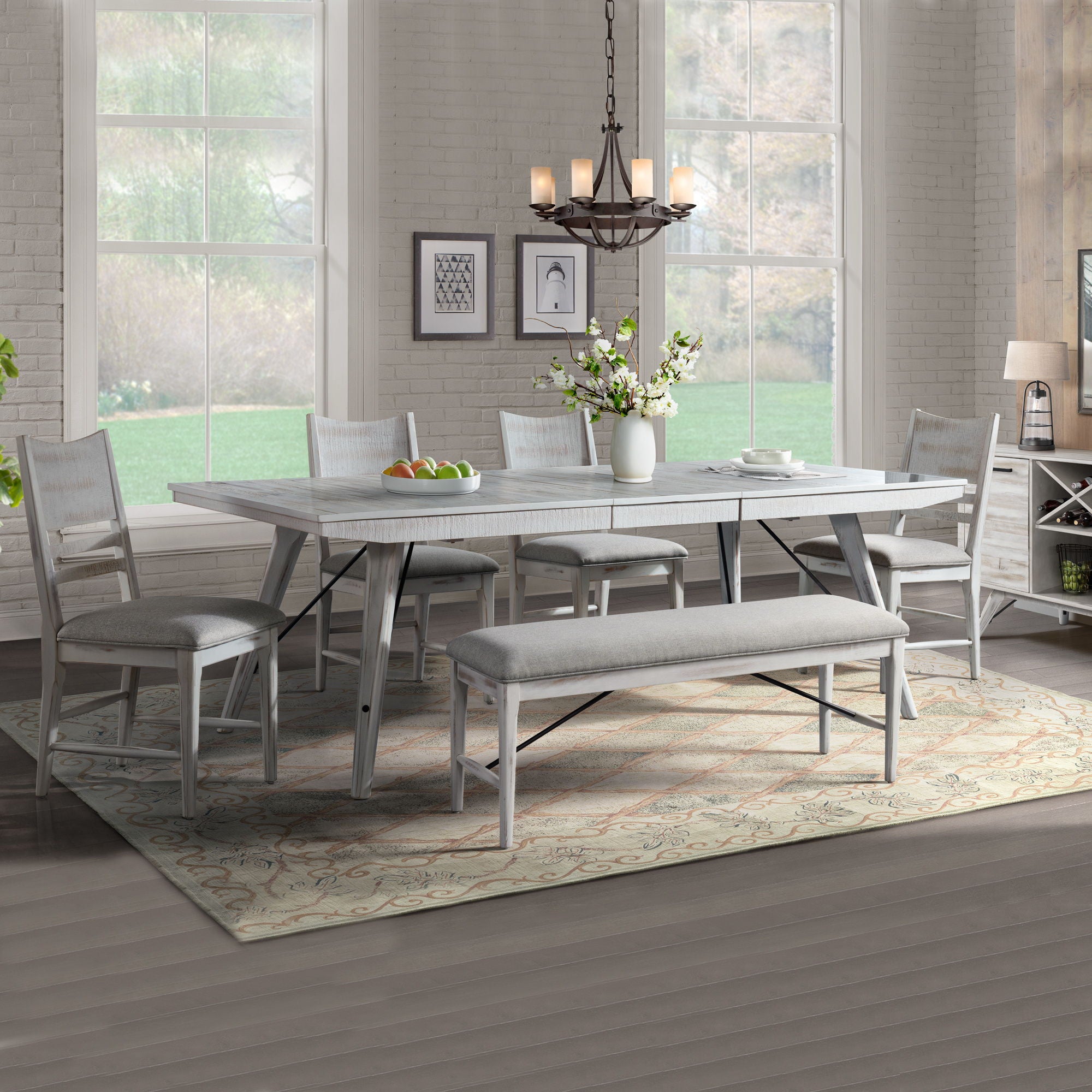 Modern Rustic - Dining Bench - Weathered White - Image 3