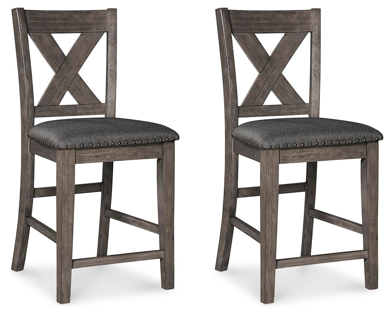 Caitbrook – Upholstered Barstool (Set of 2) – Gray