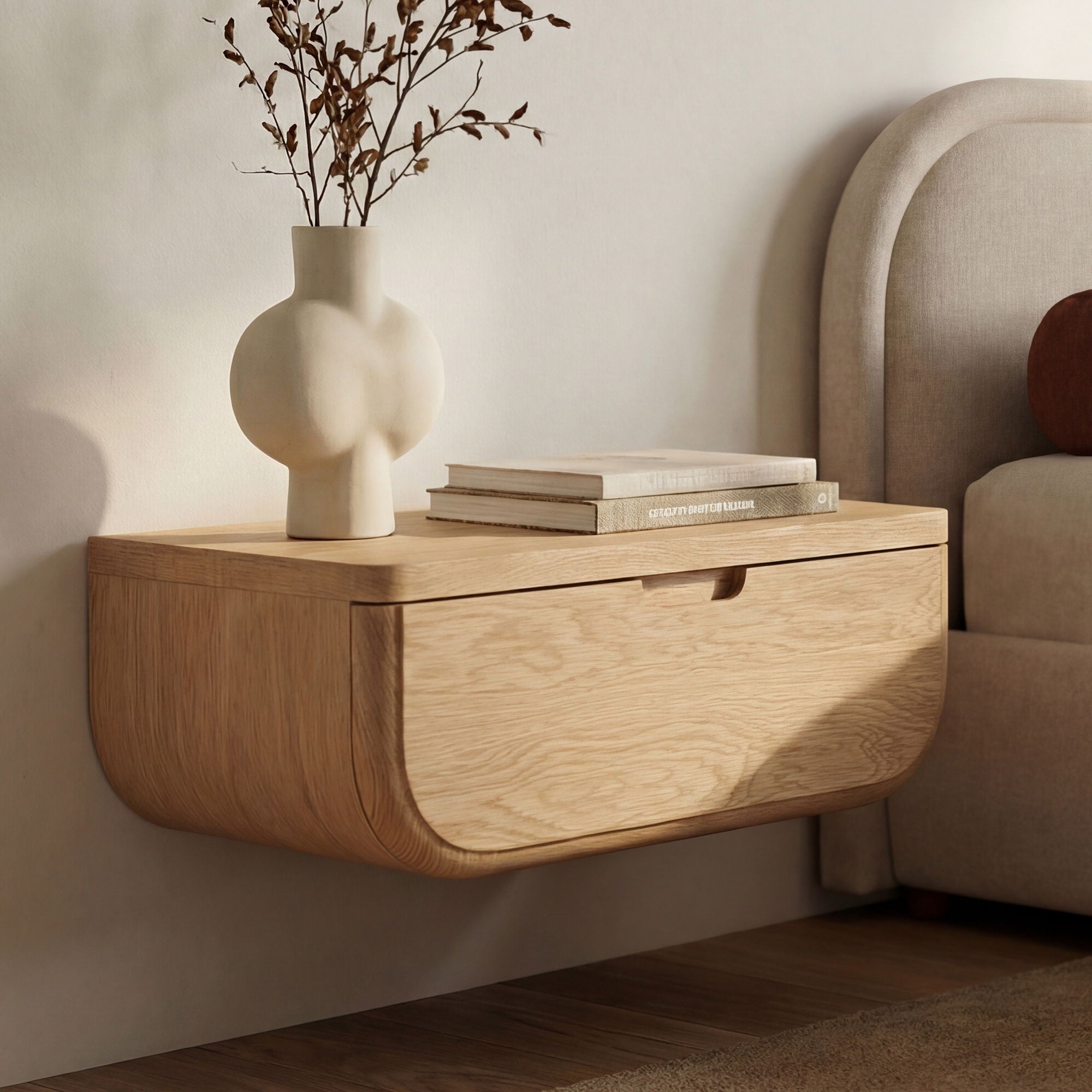 Hettie – Floating Nightstand – Natural / Brown
