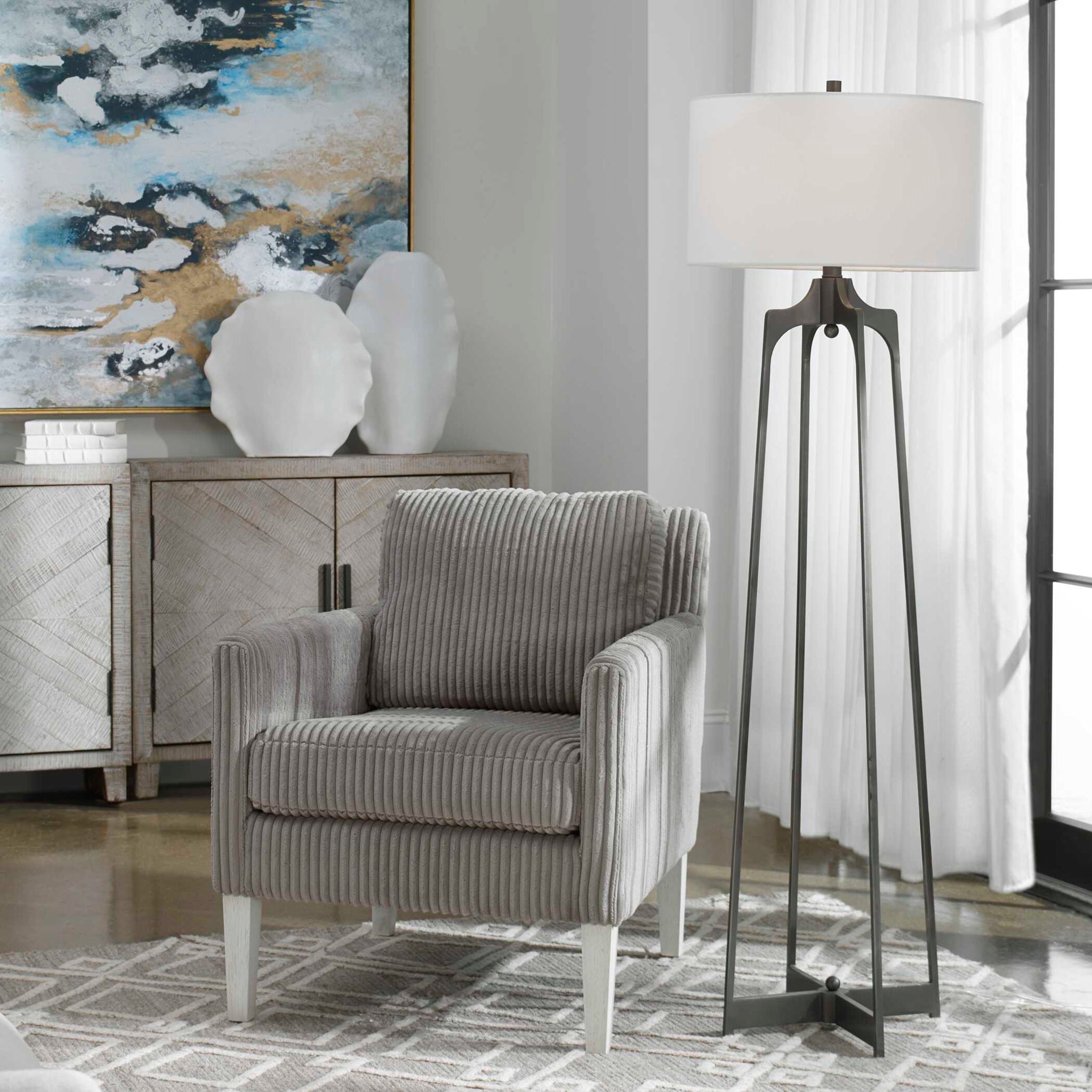 Adrian - Modern Floor Lamp - Pearl Silver - Image 3