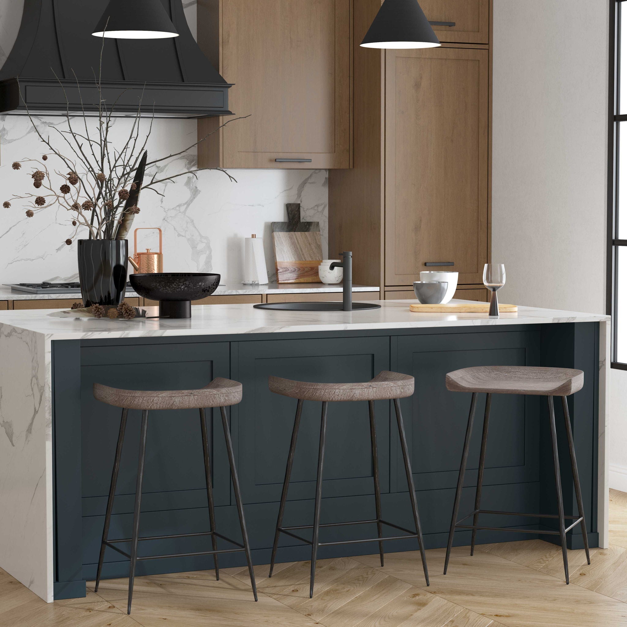 Cordova - Carved Wood Counter Stool - Image 3