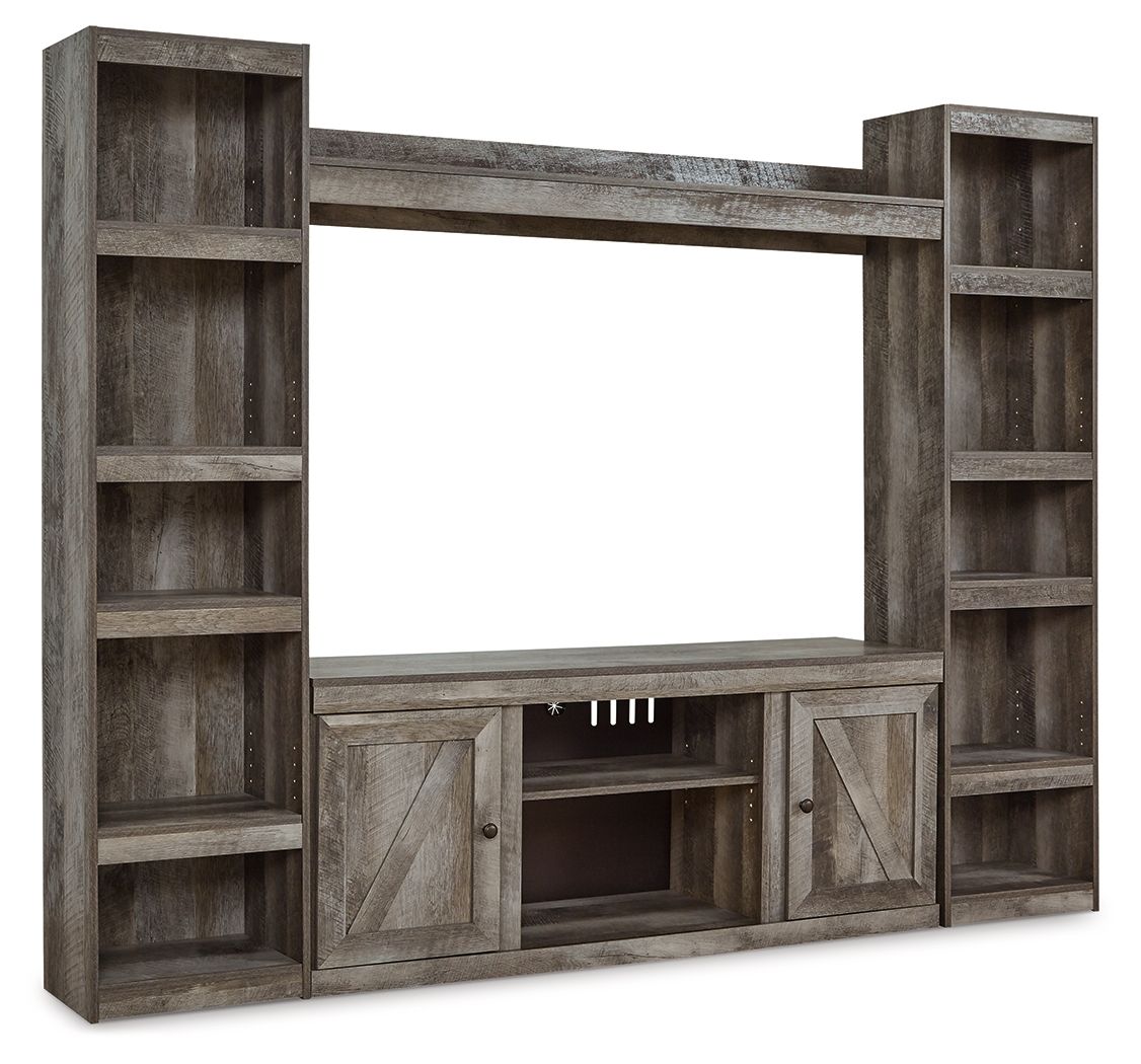 Wynnlow – 4-Piece Entertainment Center With LG TV Stand W/Fireplace Option – Gray