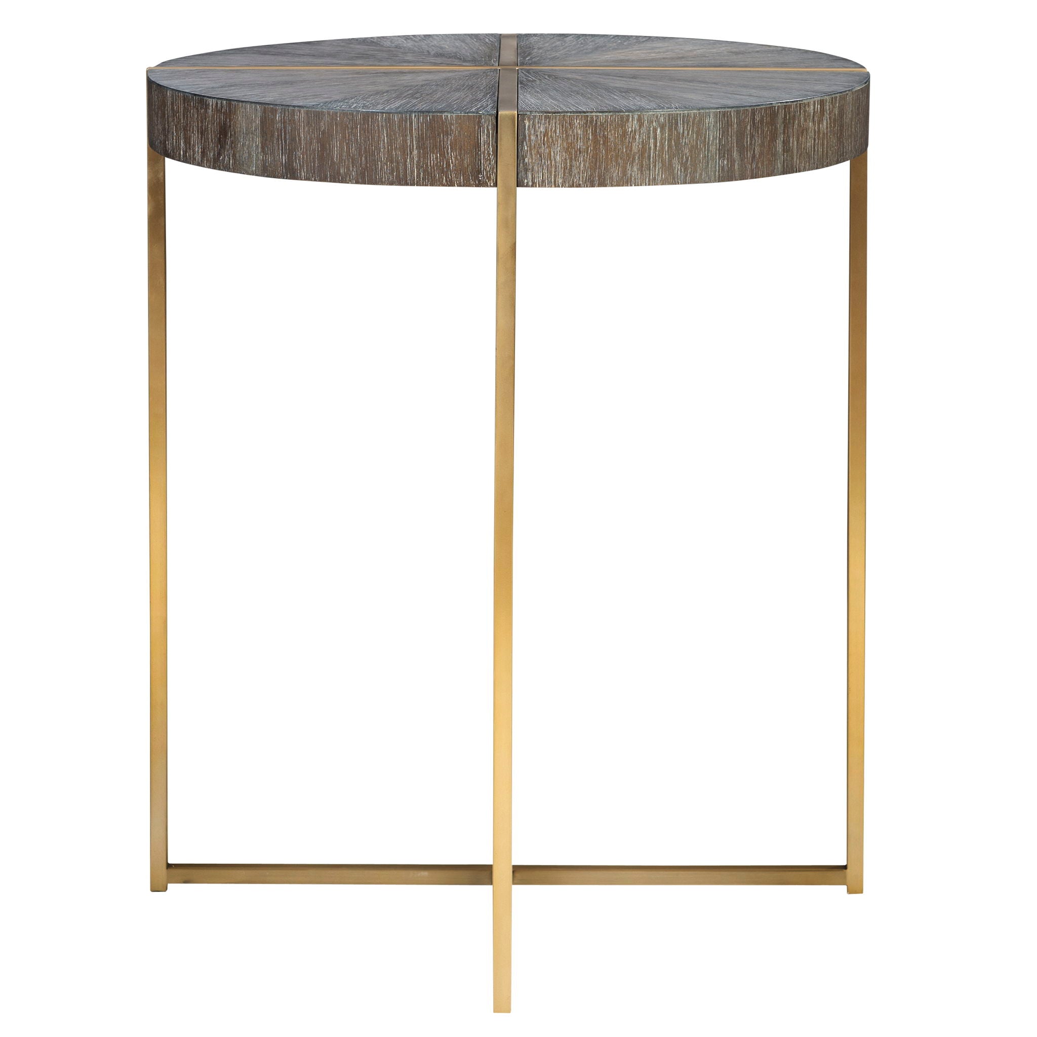 Taja - Round Accent Table - Dark Brown & Gold - Image 1