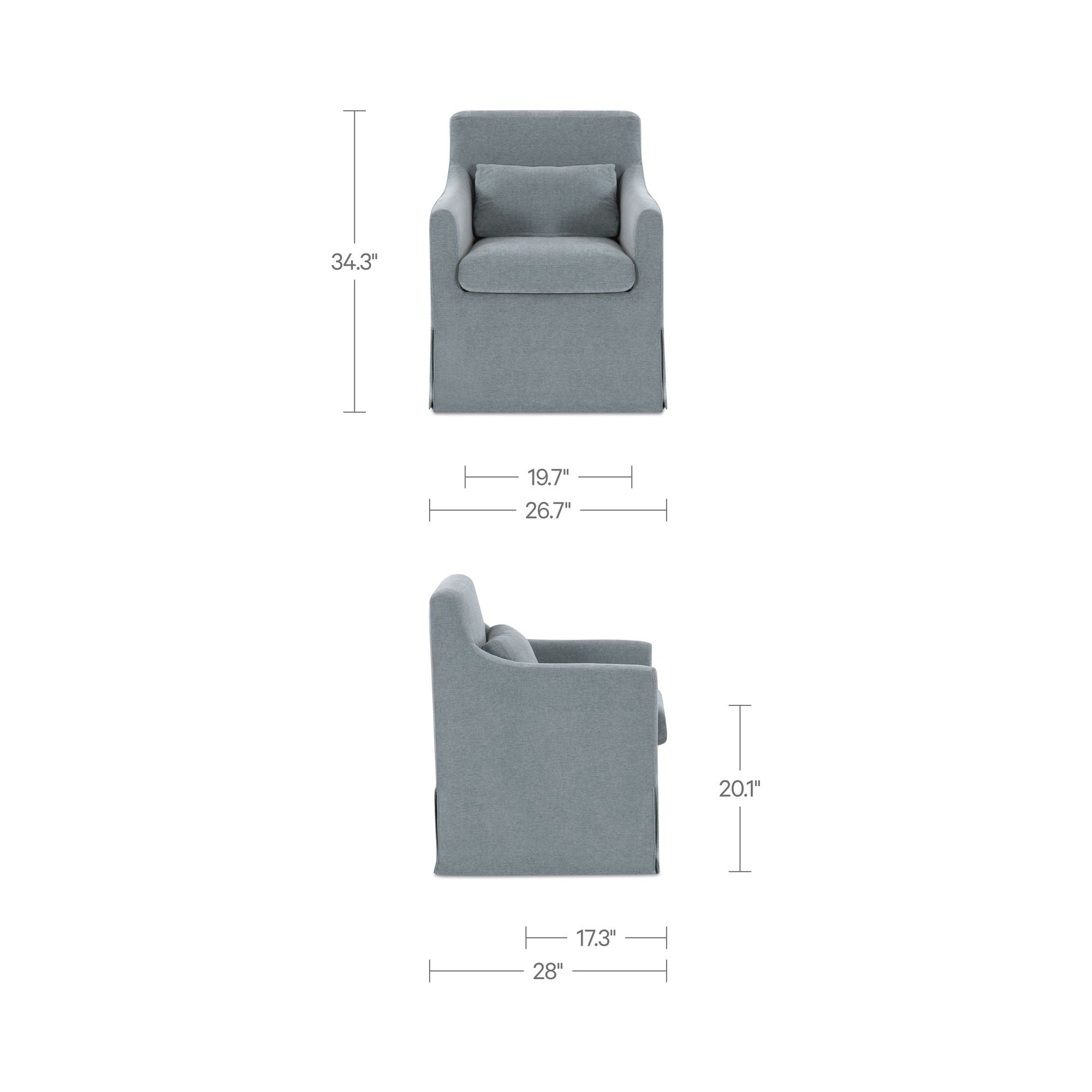 Lydia - Slipcover Dining Chair - Blue / Gray - Image 2