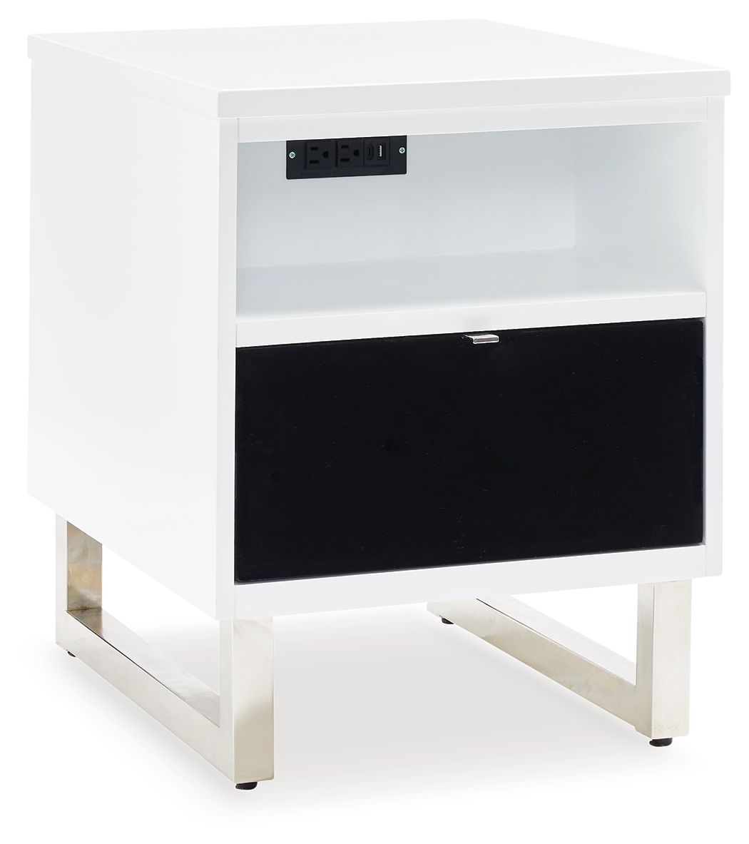 Gardoni – Chair Side End Table – White / Black