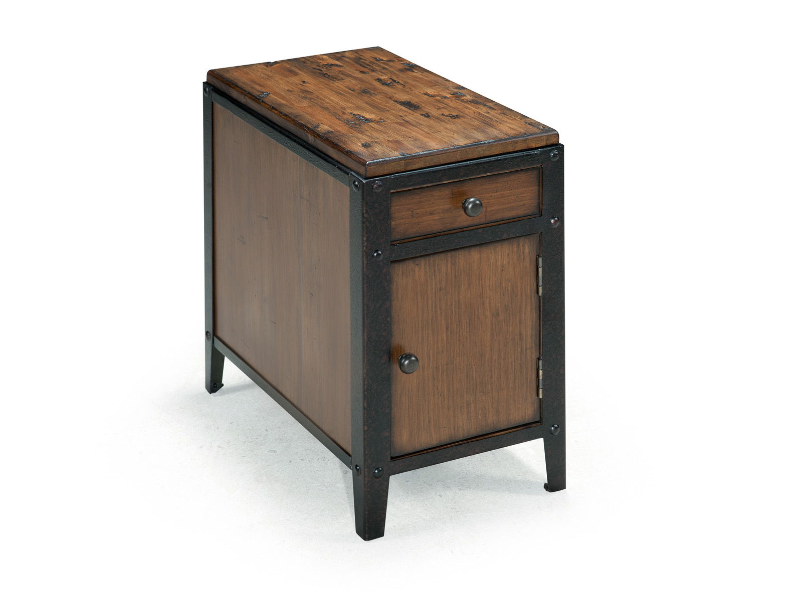 Pinebrook – Chairside Door End Table – Distressed Natural Pine