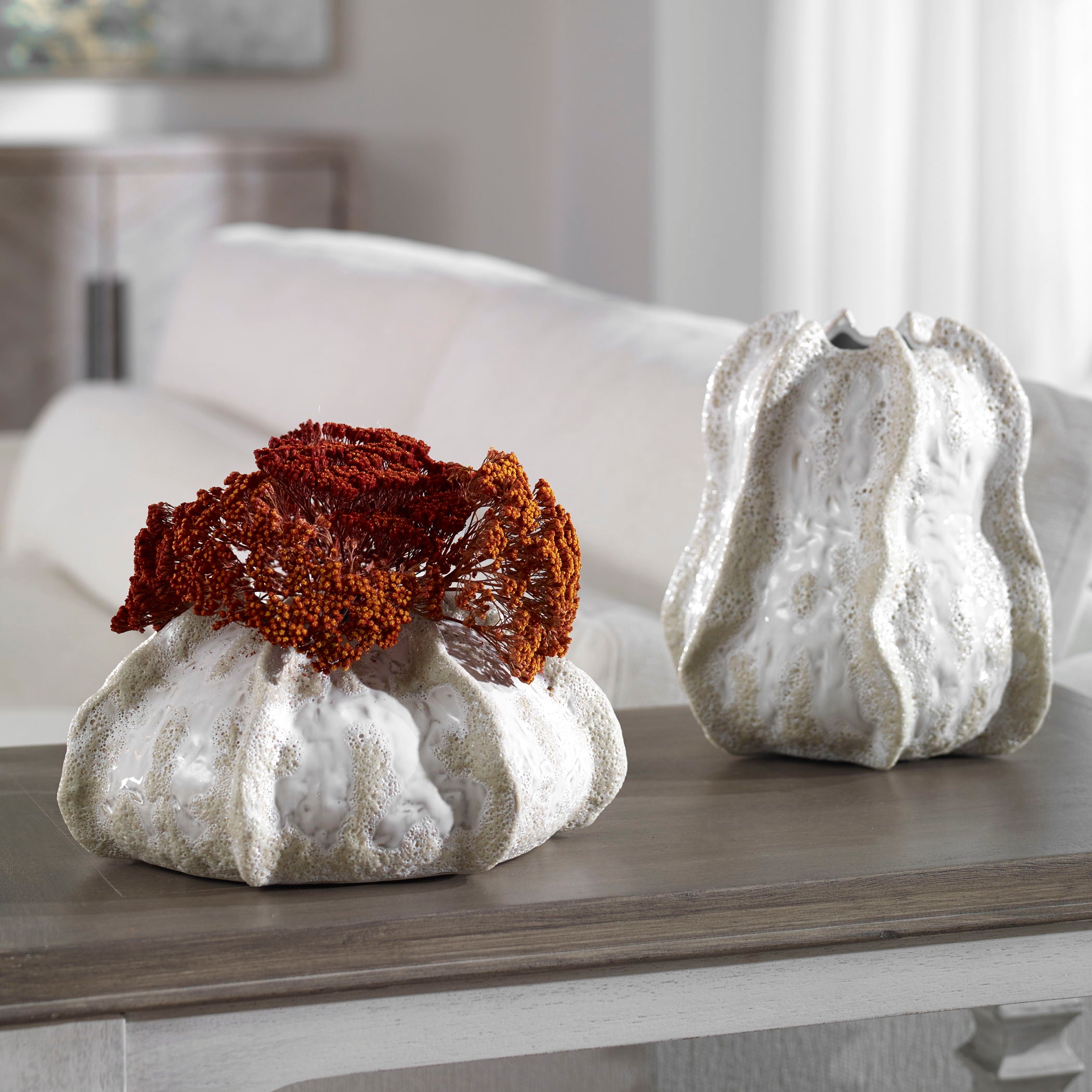 Urchin - Textured Vases (Set of 2) - Ivory - Image 3