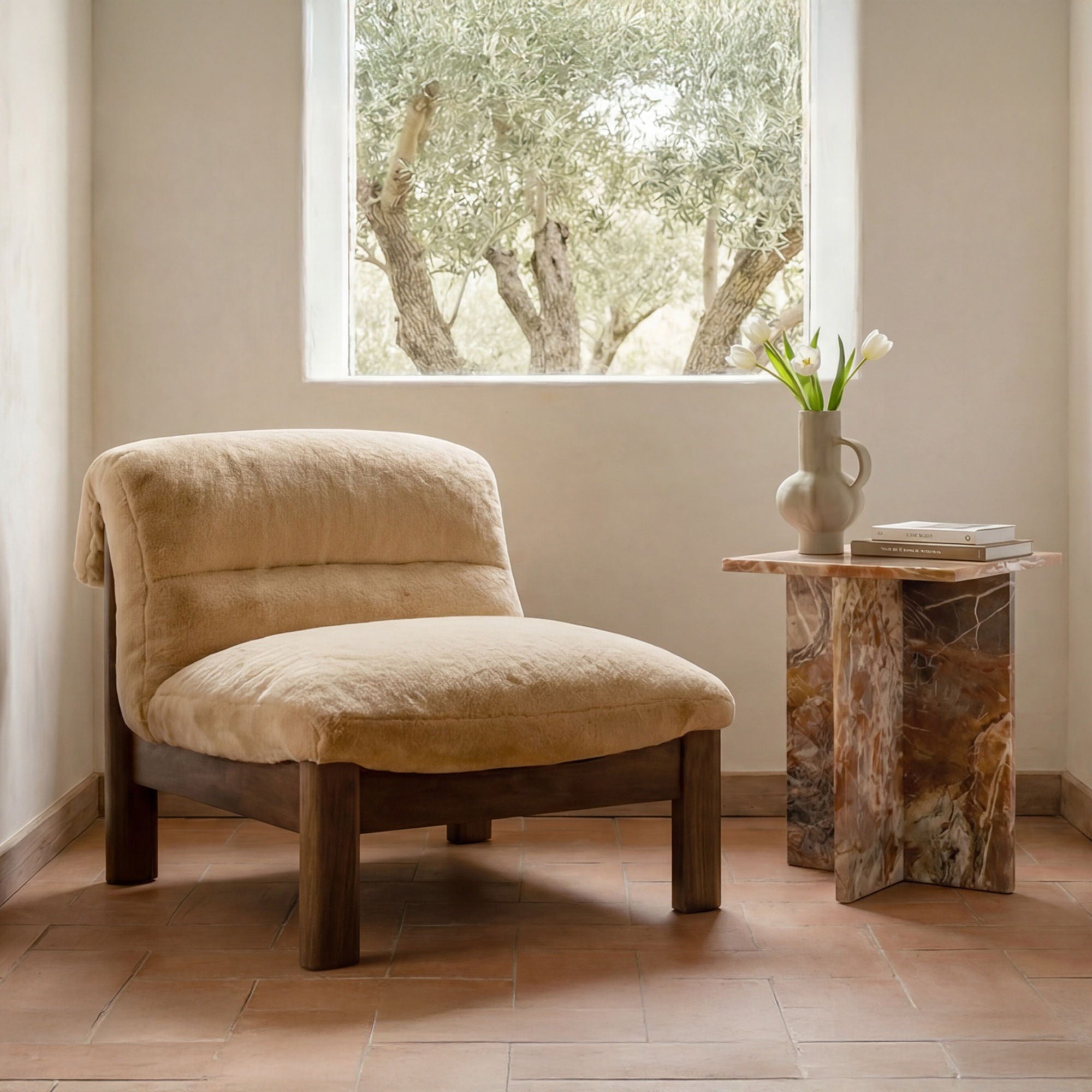 Pierce - Accent Chair Faux Fur - Brown - Image 1
