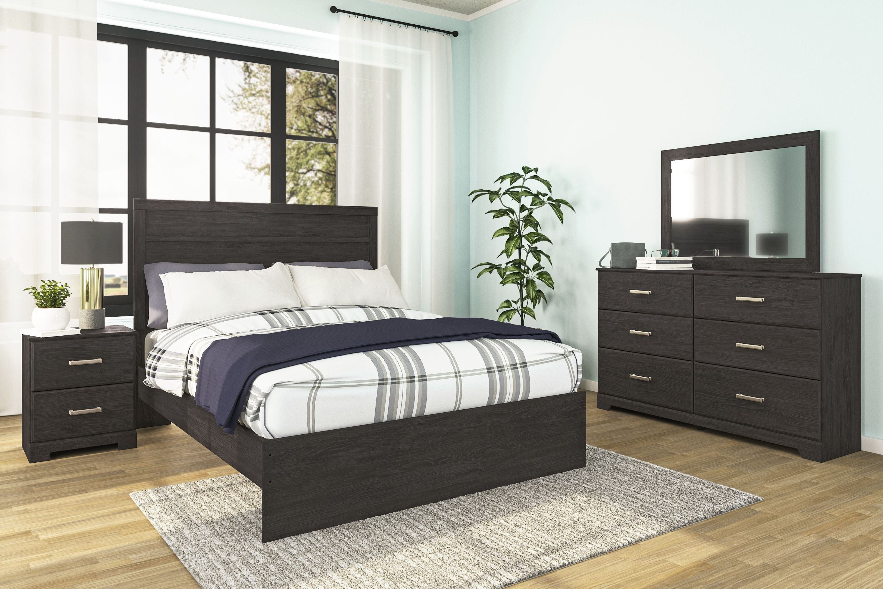 Belachime – Two Drawer Night Stand – Charcoal