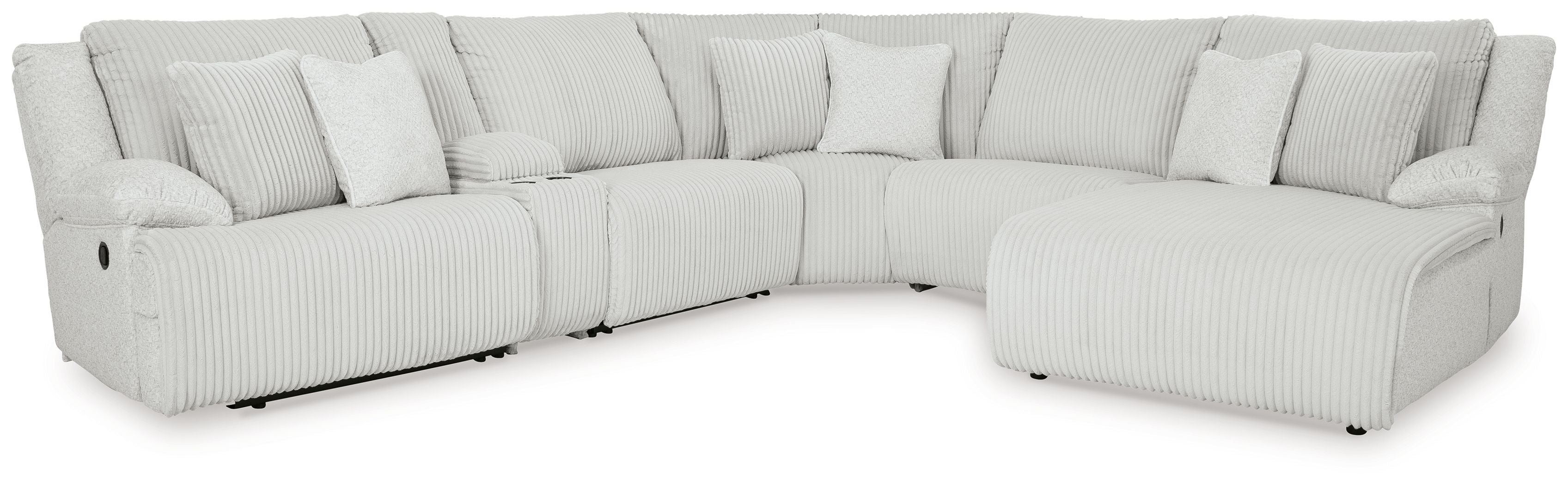 Top Tier – 6-Piece Reclining Sectional With Raf Chaise – Fabric – Alloy