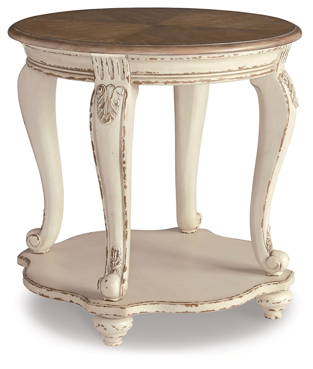 Realyn - Round End Table - White / Brown - Image 1