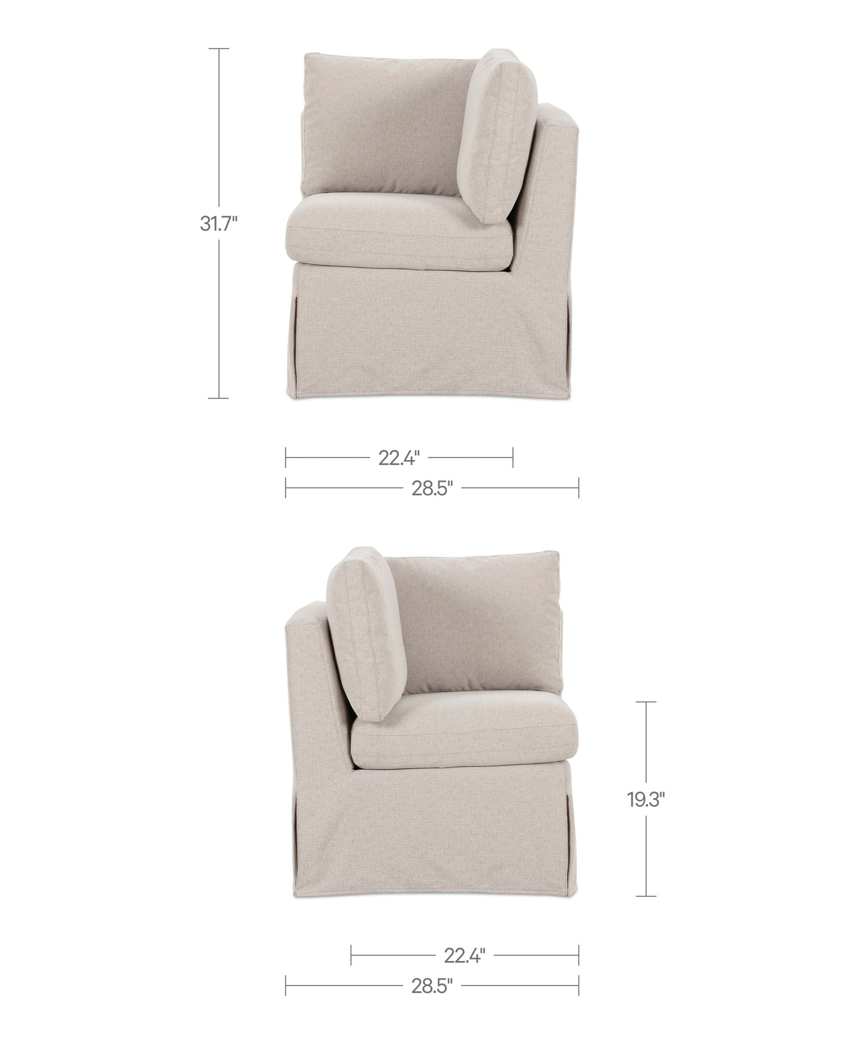 Fable - Slipcover Dining Corner Chair - Beige - Image 3