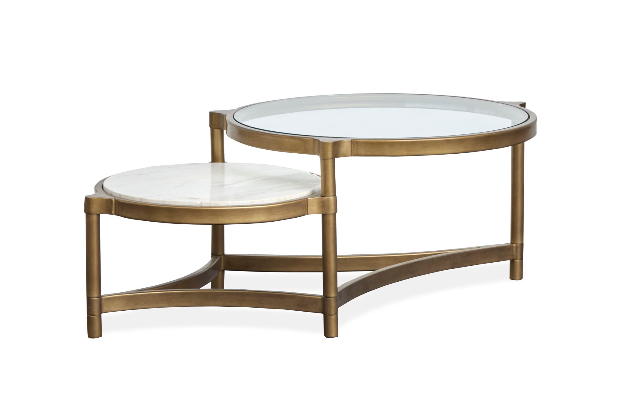 Cassidy – Shaped Cocktail Table – Aged Brass And Volakas Classic