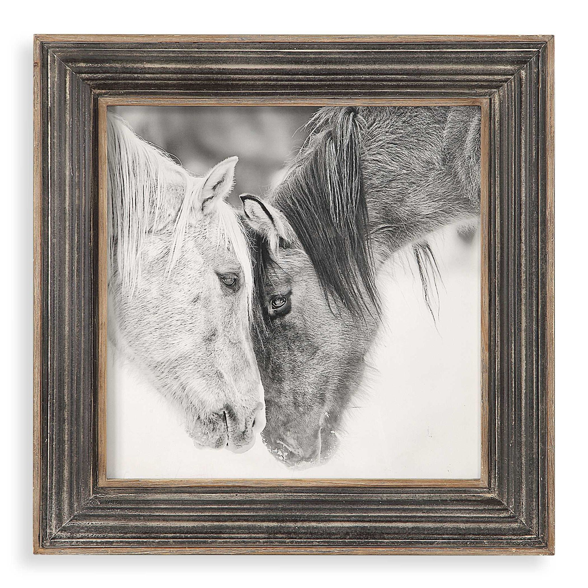 Custom Black And White Horses - Print - Dark Brown - Image 1