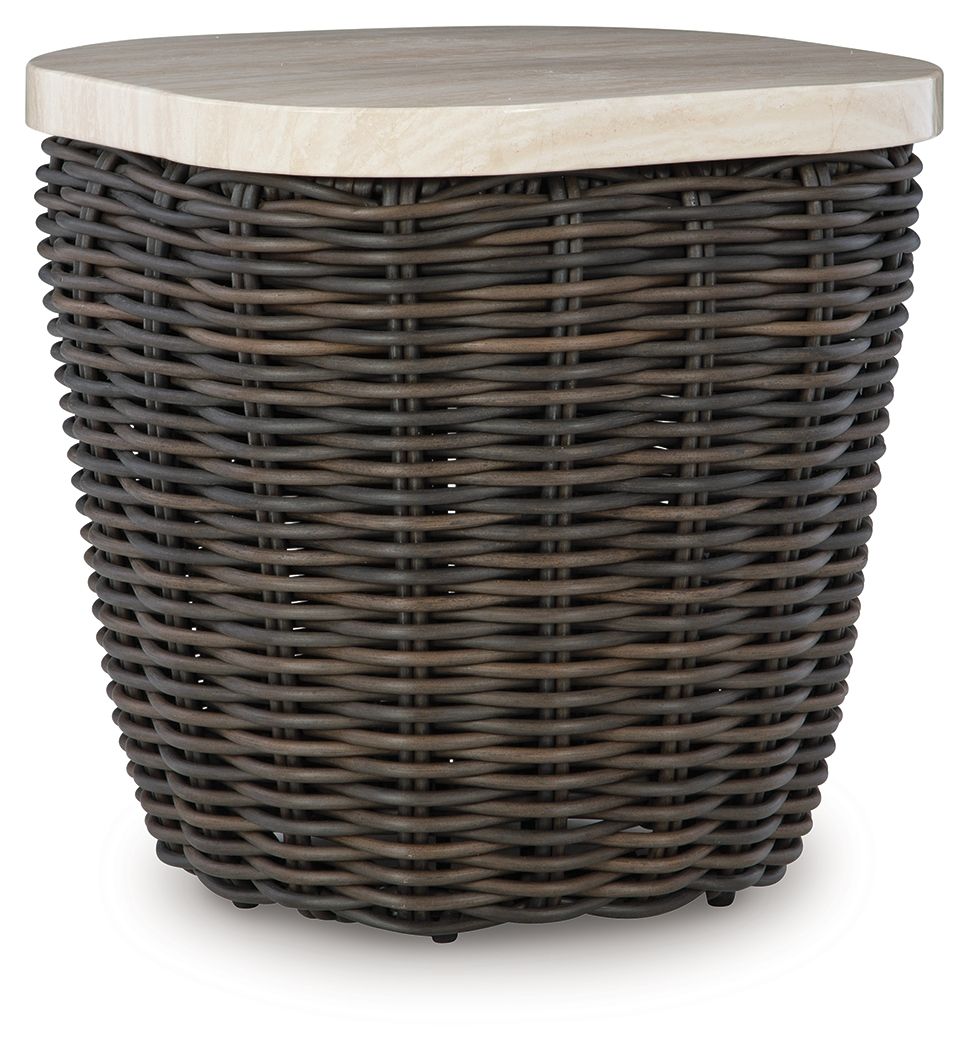 Kimora - Square End Table - Beige / Dark Brown - Image 1