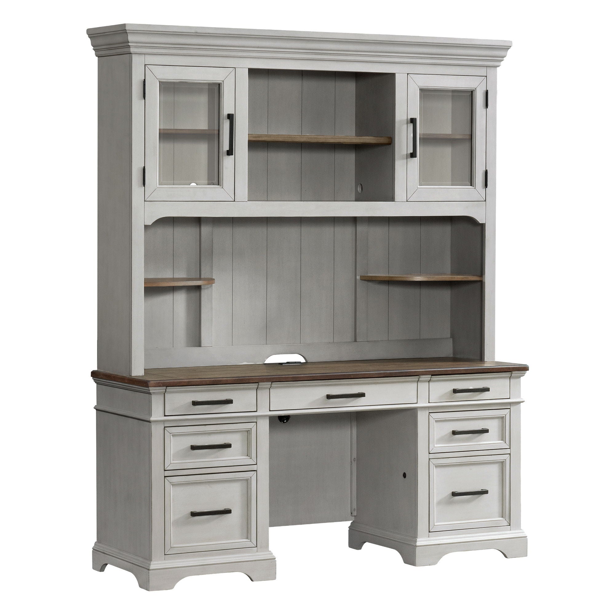 Drake - Credenza Hutch - Rustic White / French Oak - Image 3