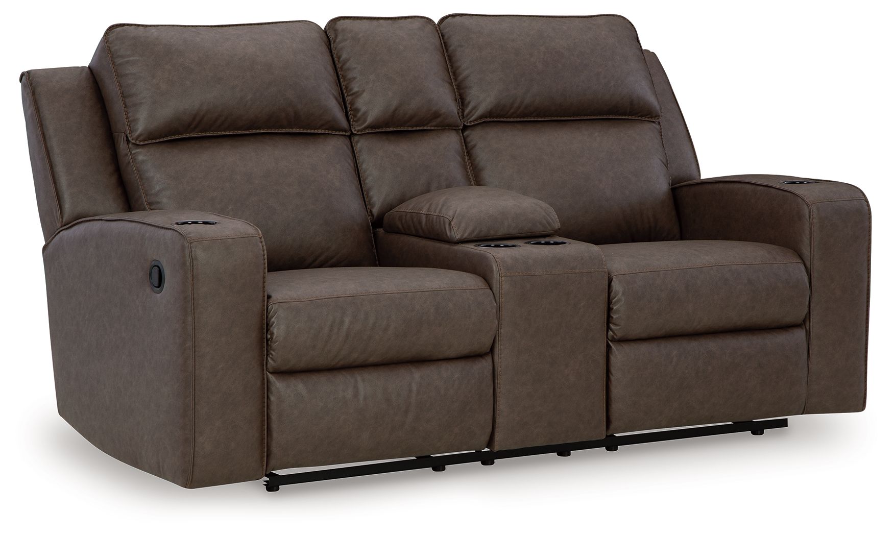 Lavenhorne – Dbl Reclining Loveseat W/Console – Faux Leather – Granite