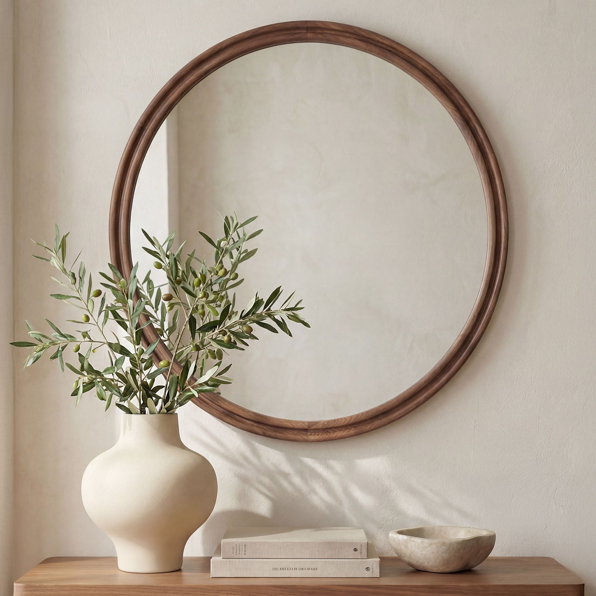 Alcott - Round Accent Mirror Large - Walnut - Image 3