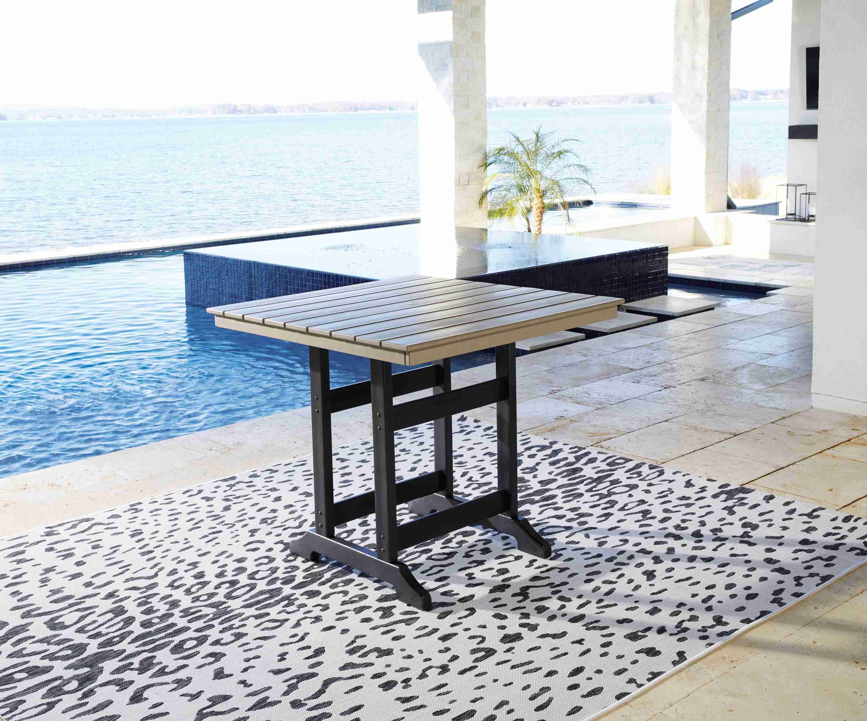 Fairen Trail - Square Counter TBL w/Umb OPT - Black / Driftwood - Image 3