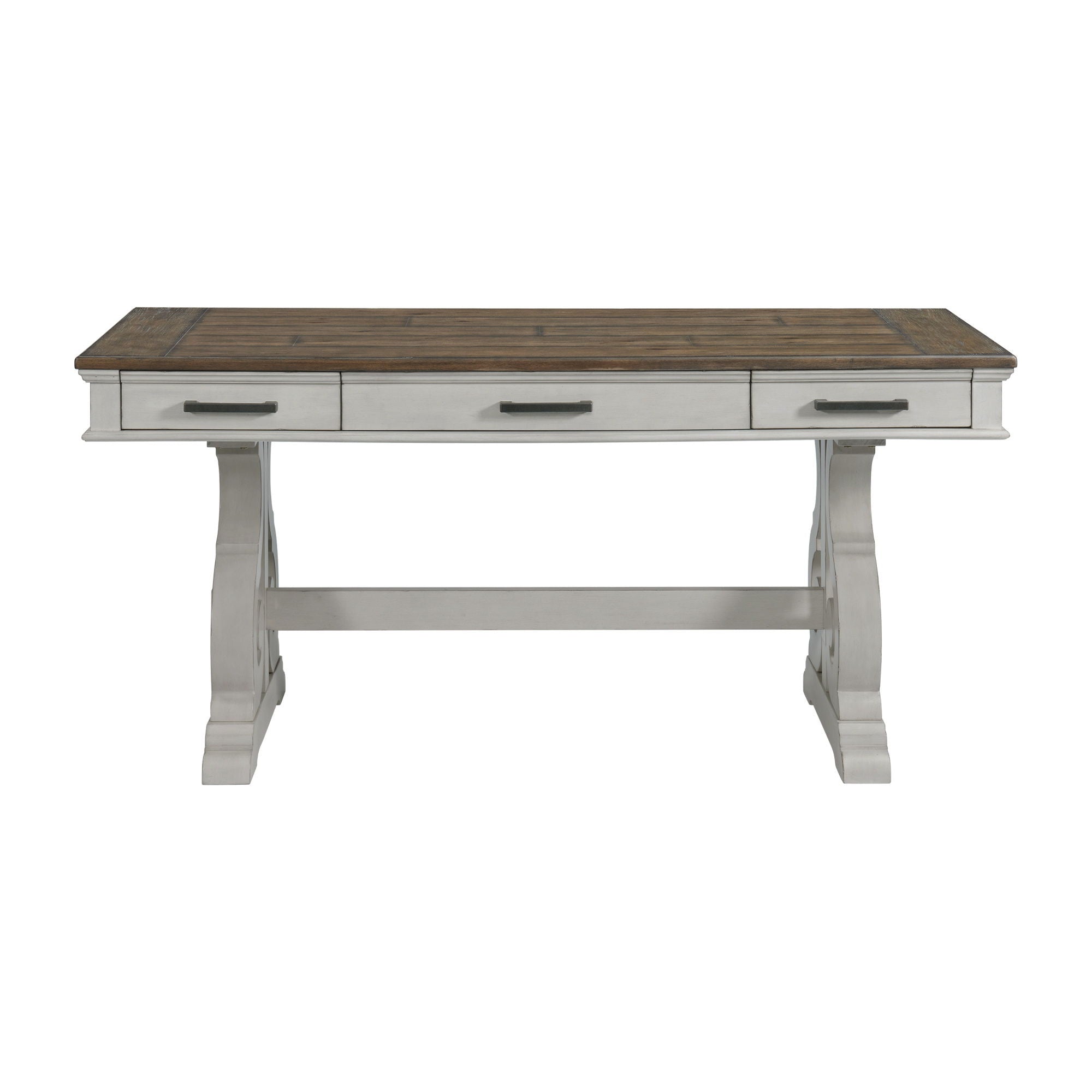 Drake - 60" Writing Desk - Rustic White / French Oak - Image 3