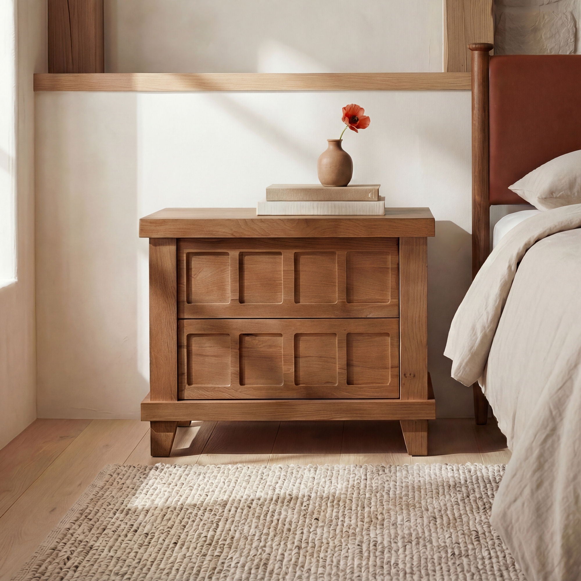 Enya – Nightstand – Red / Oak
