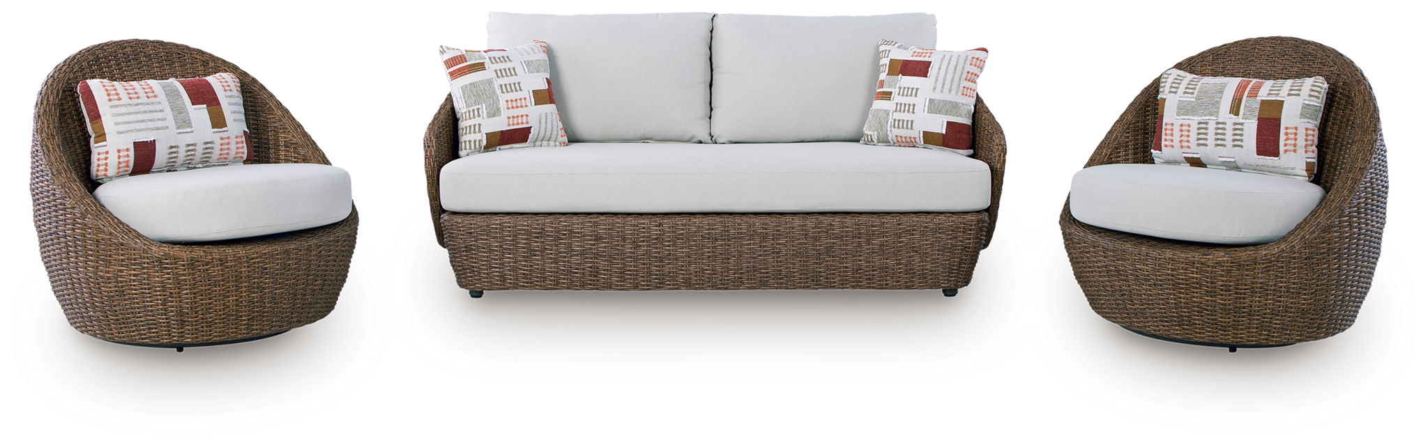 Double Point – Loveseat, Swivel Chairs Set (Set of 3) – Beige