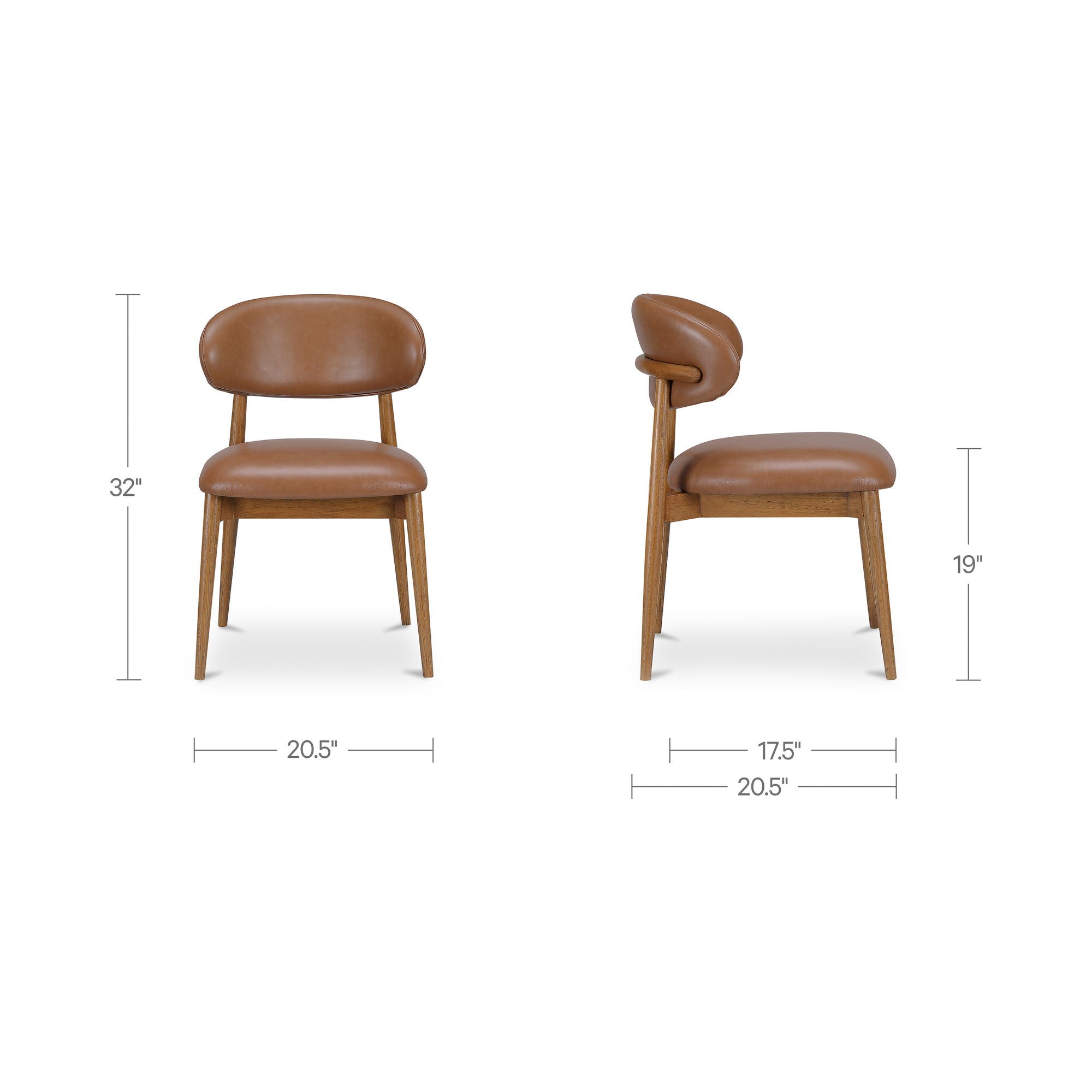 Ellie - Leather Dining Chair - Brown - Image 3