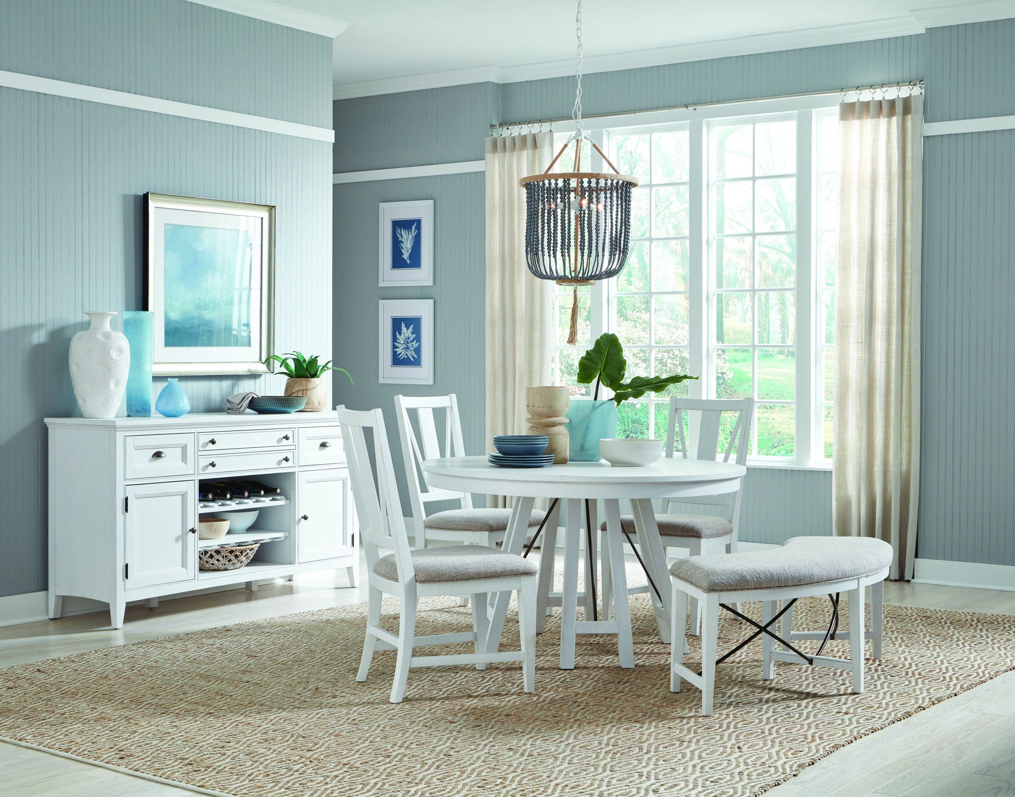 Heron Cove - Curved Bench With Upholstered Seat - Chalk White - Image 3