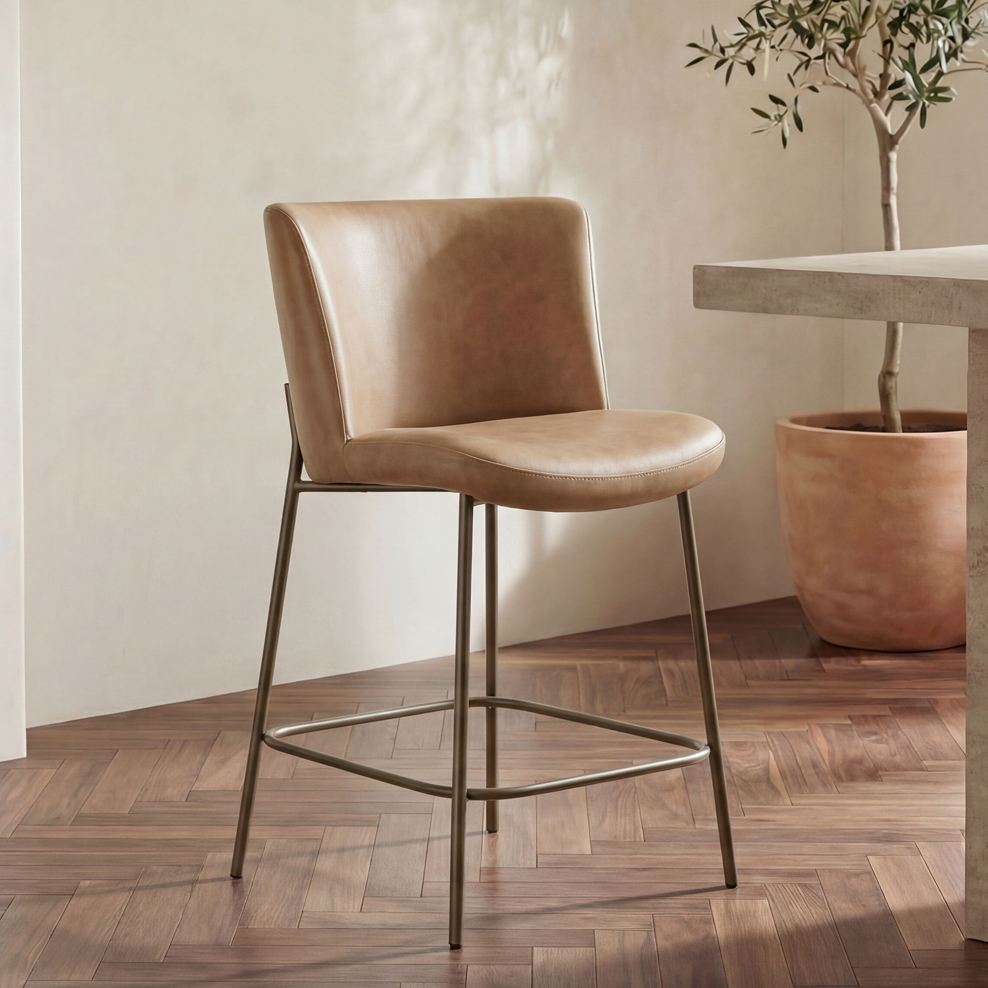 Early – Counter Stool Leather – Tan